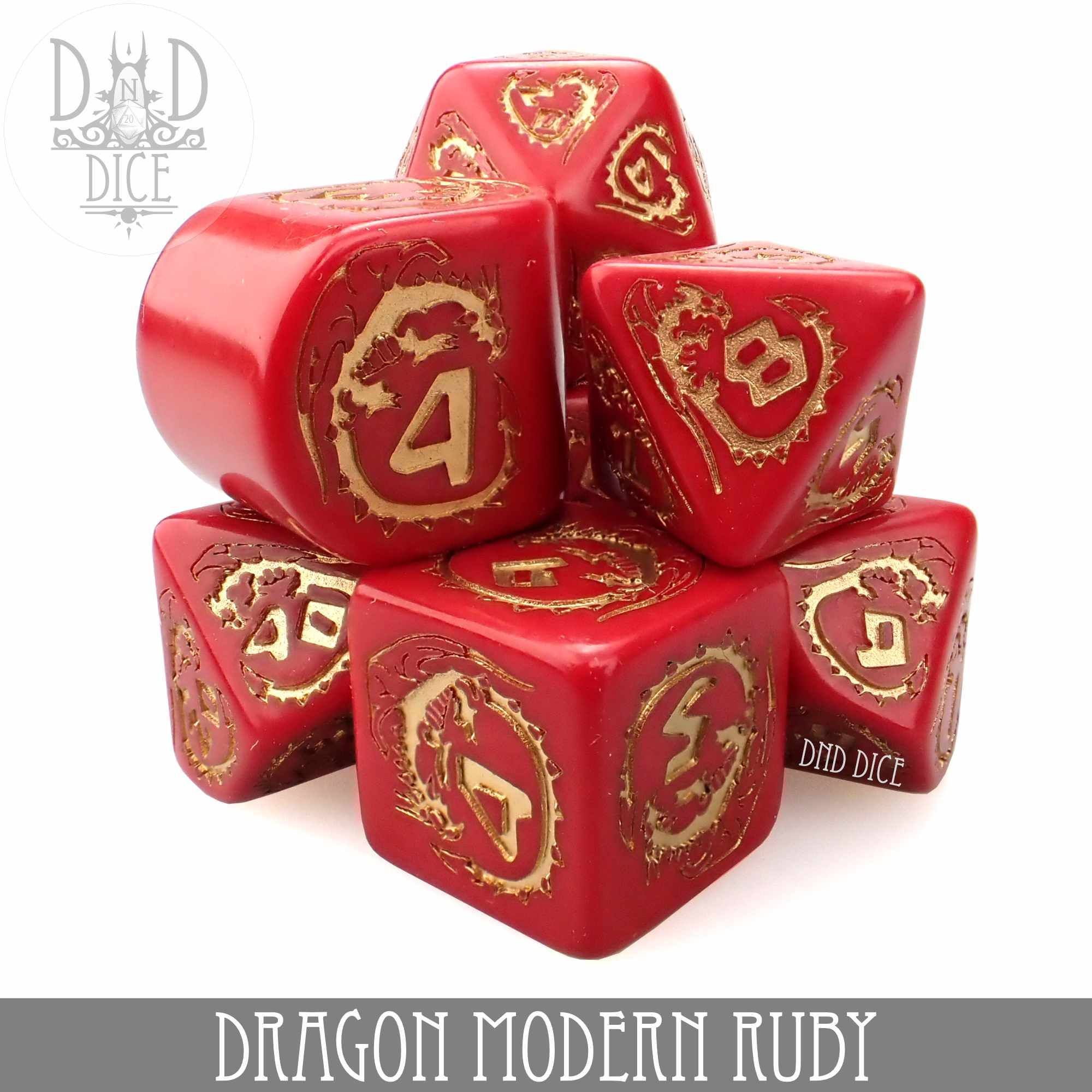 Dragon Modern Ruby Dice Set - Bards & Cards