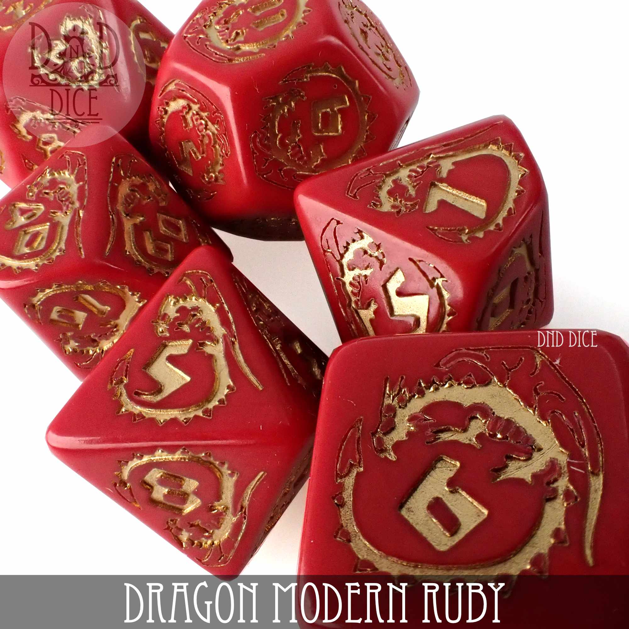 Dragon Modern Ruby Dice Set - Bards & Cards