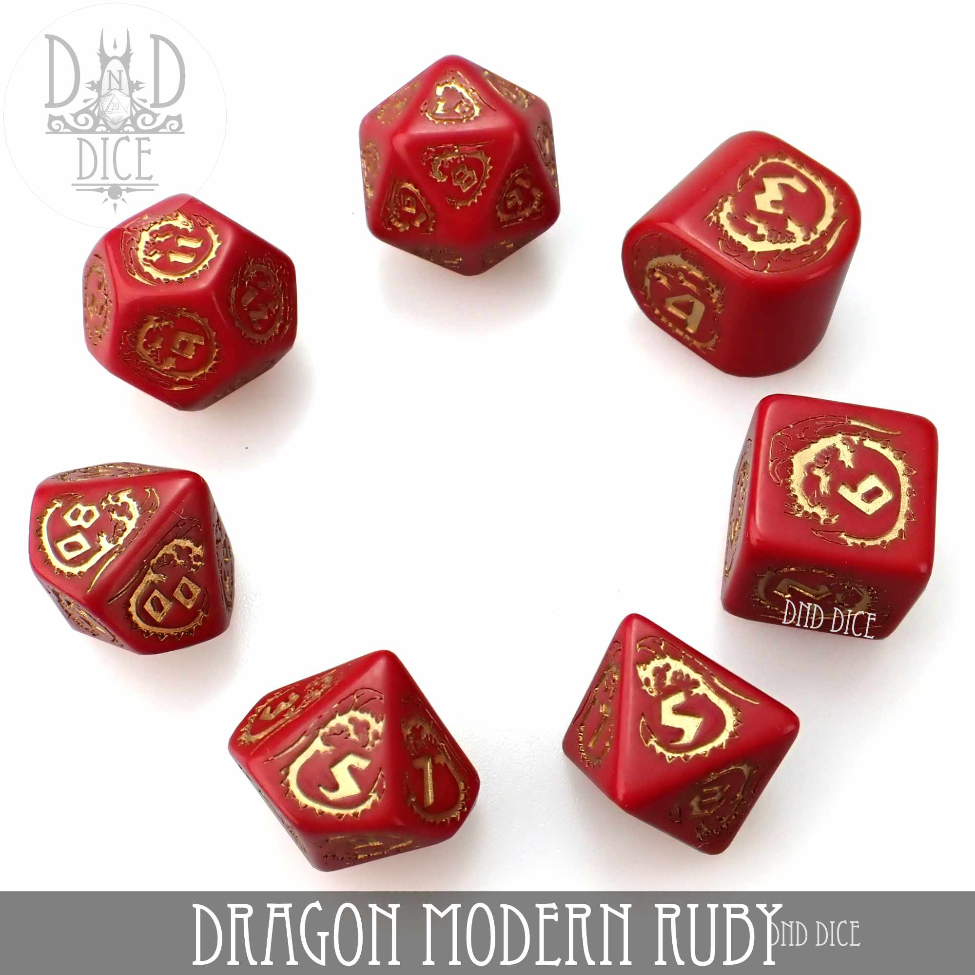 Dragon Modern Ruby Dice Set - Bards & Cards