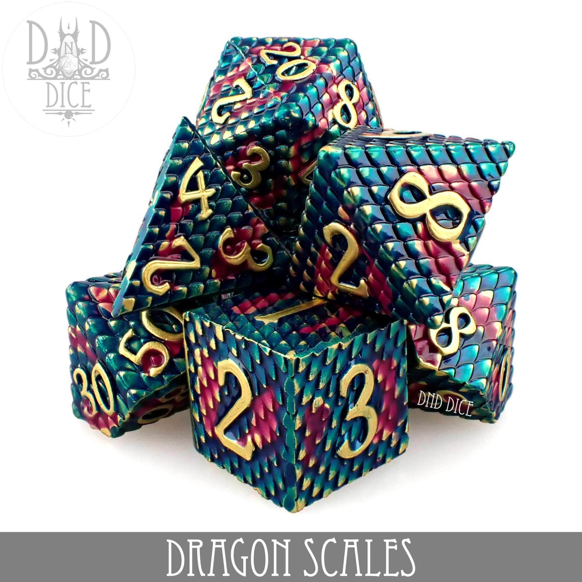 Dragon Scales Metal Dice Set - Bards & Cards