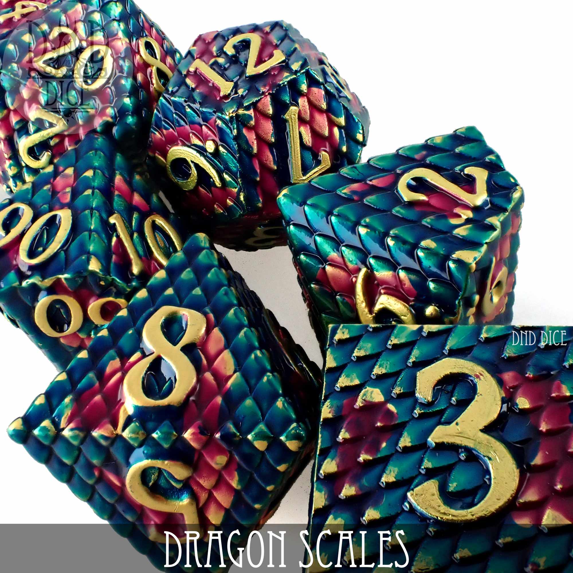 Dragon Scales Metal Dice Set - Bards & Cards