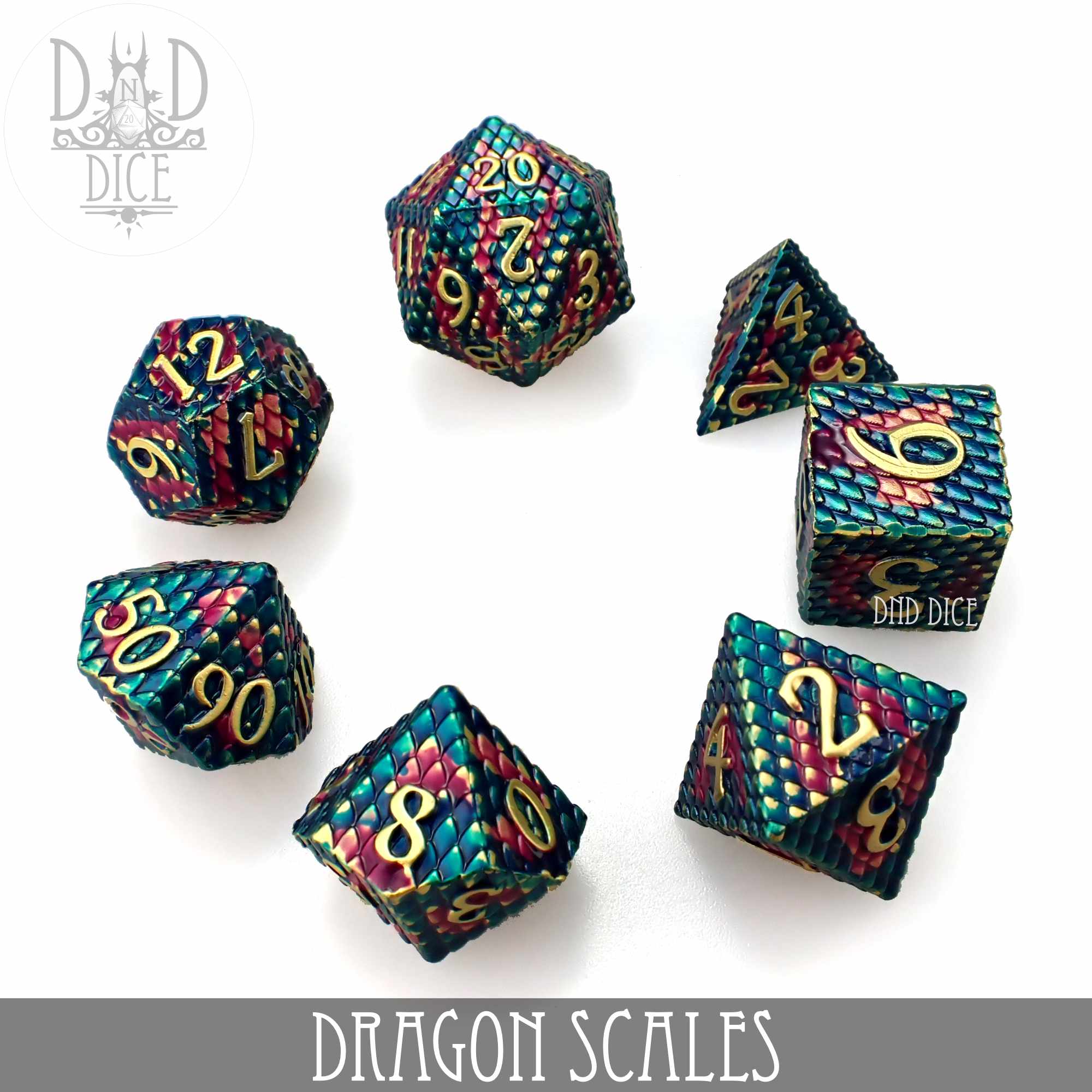 Dragon Scales Metal Dice Set - Bards & Cards