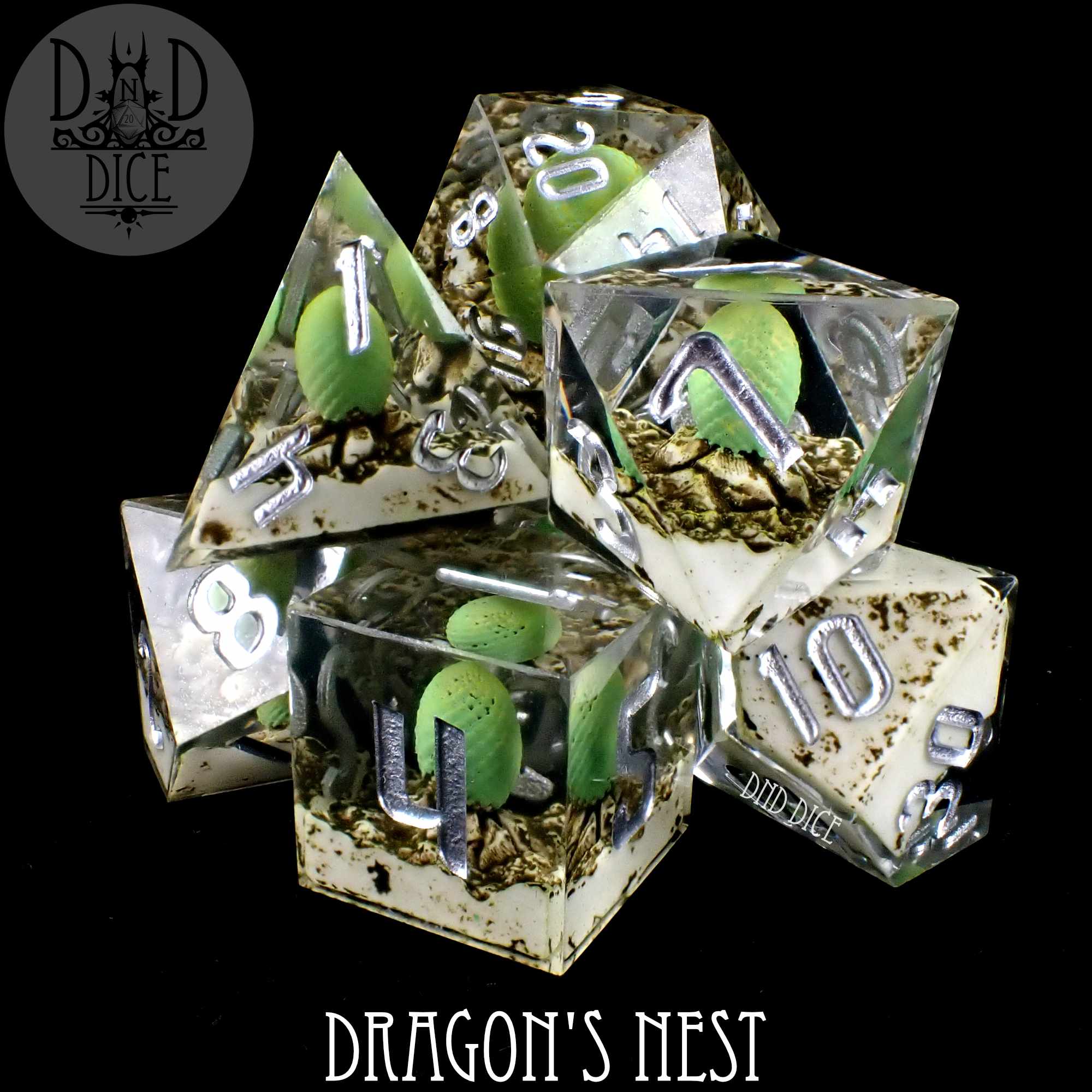 Dragon's Nest Handmade Dice Set - Bards & Cards