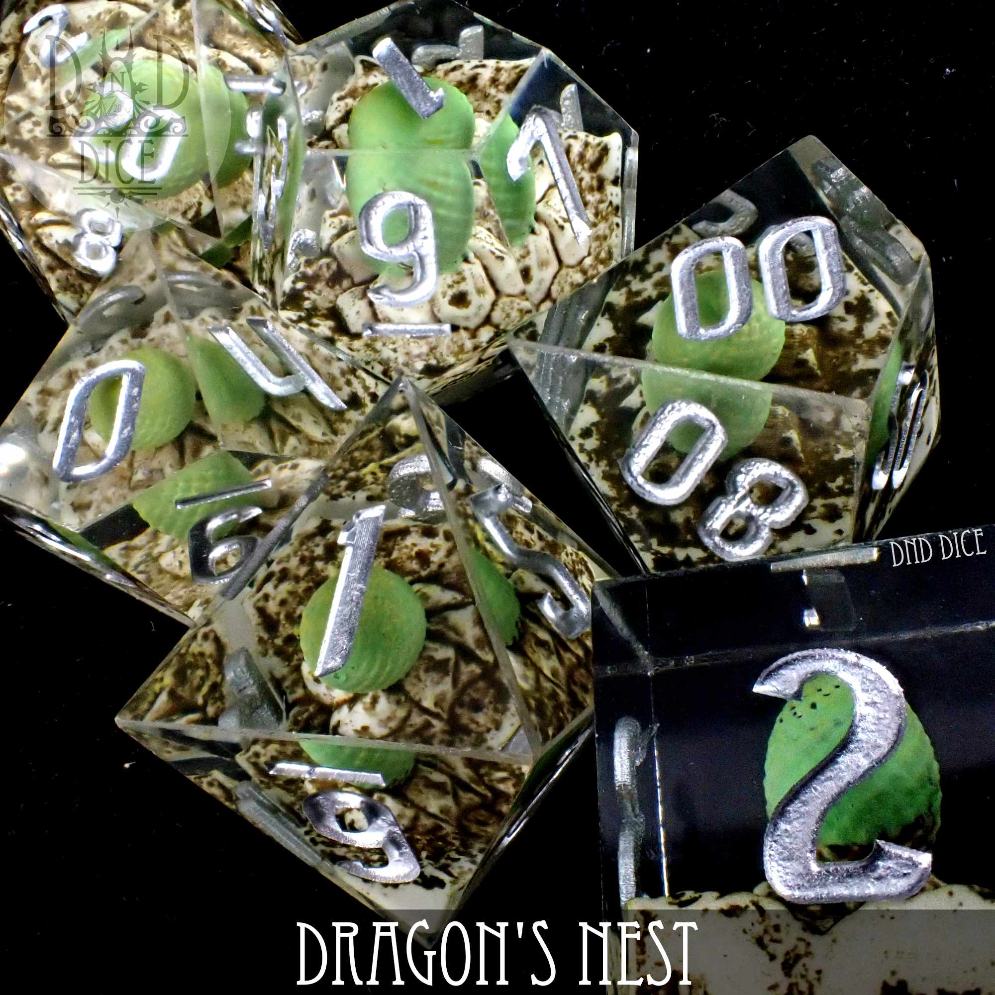 Dragon's Nest Handmade Dice Set - Bards & Cards