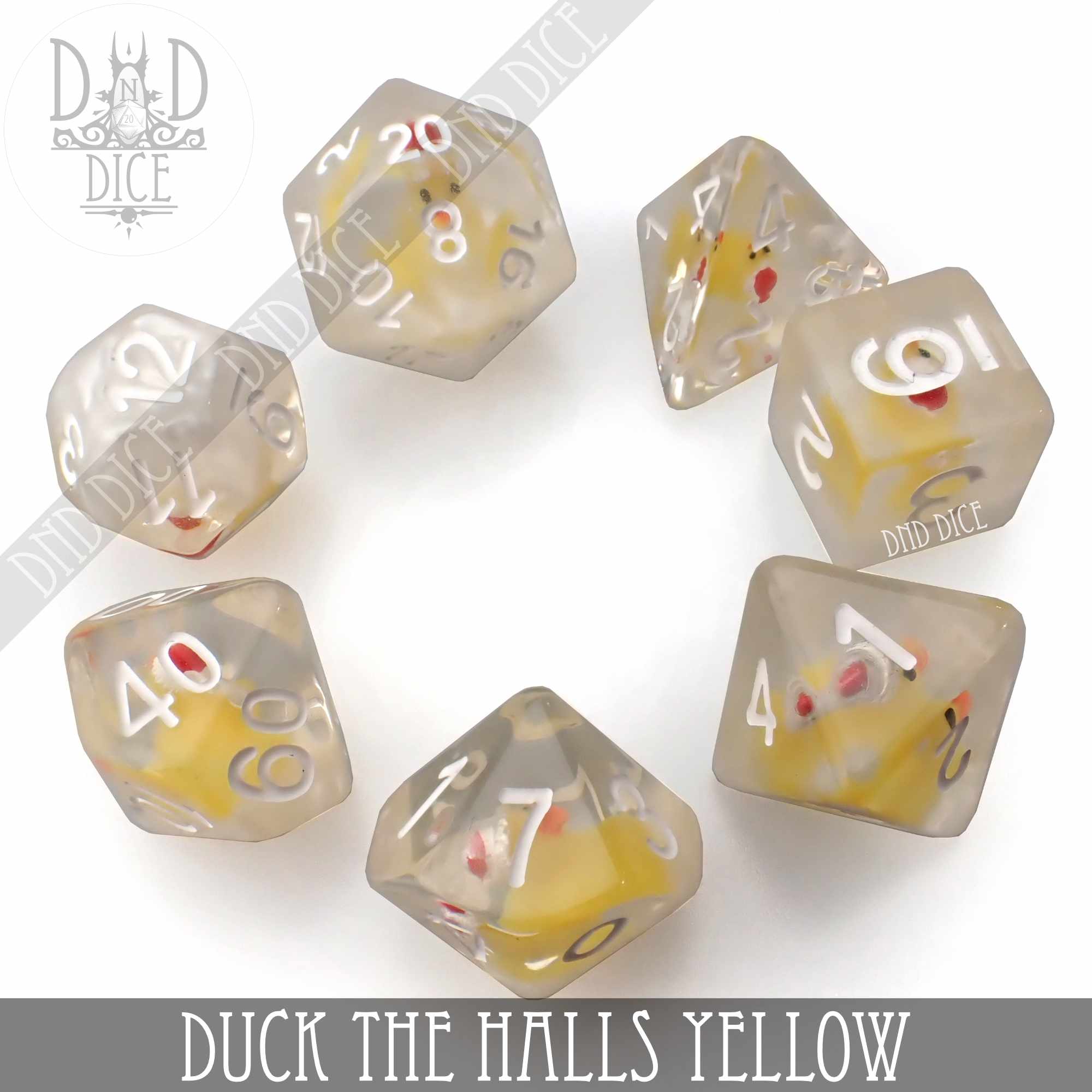 Duck the Halls Yellow Dice Set - Bards & Cards