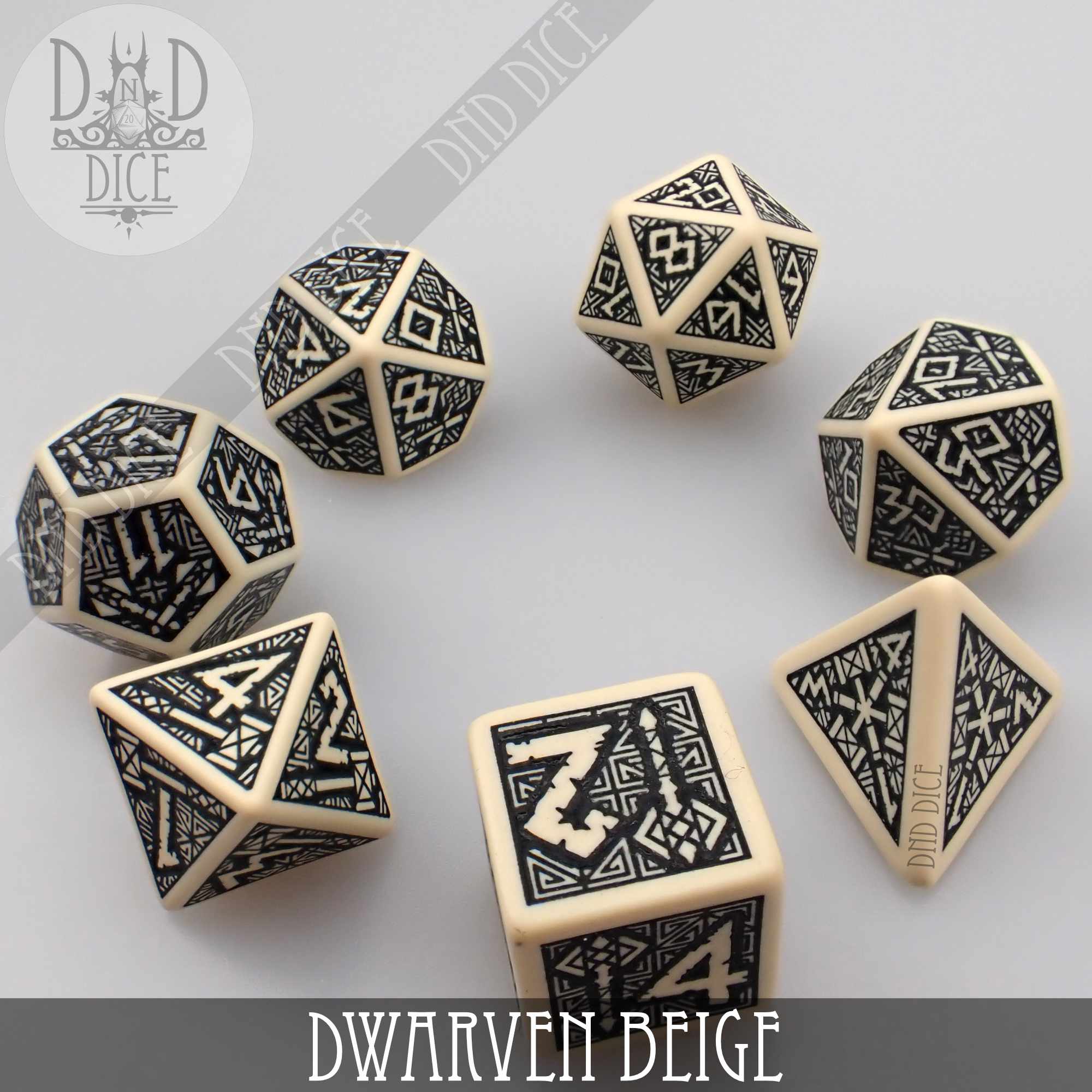 Dwarven Beige Dice Set - Bards & Cards