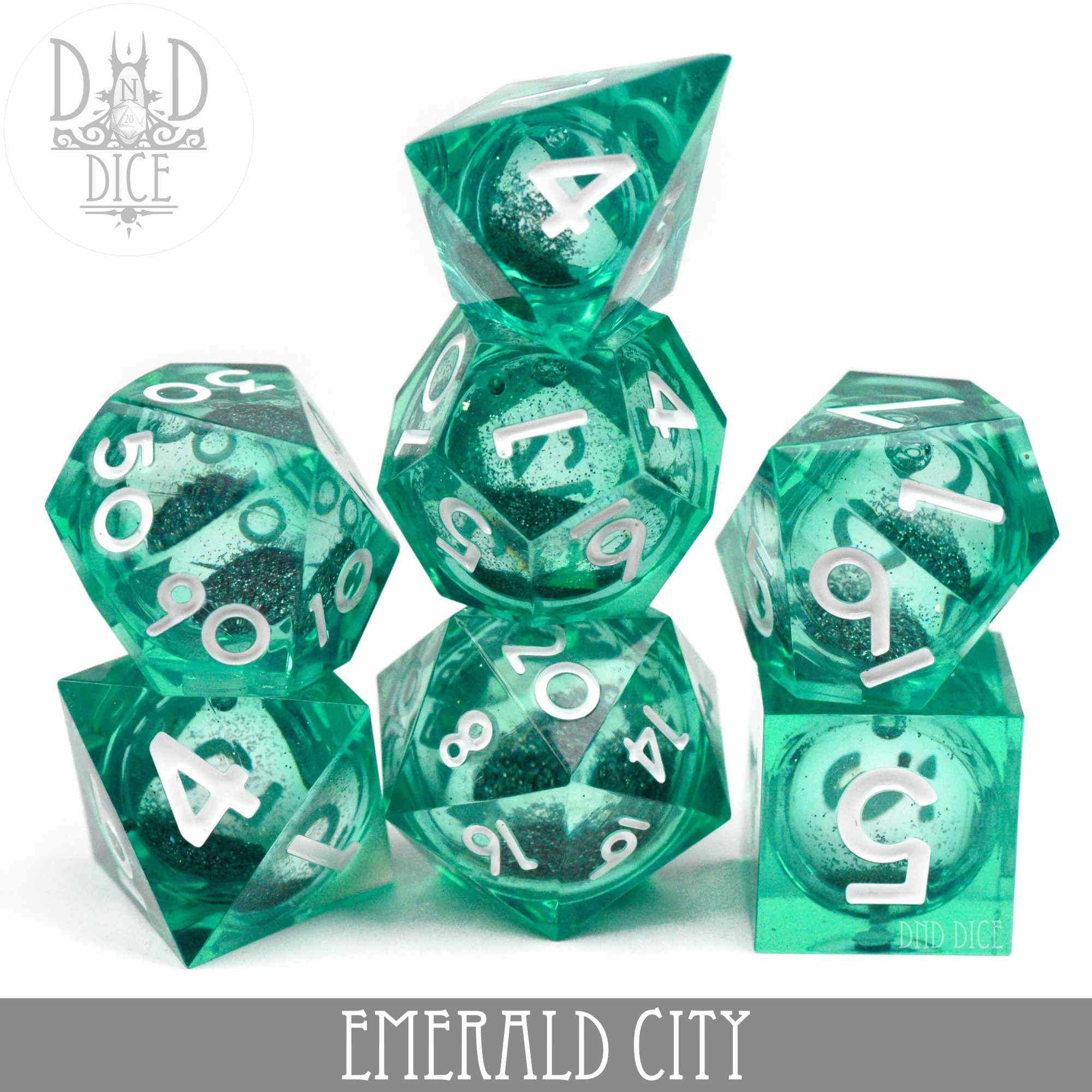 Emerald City Liquid Core Dice Set - Bards & Cards