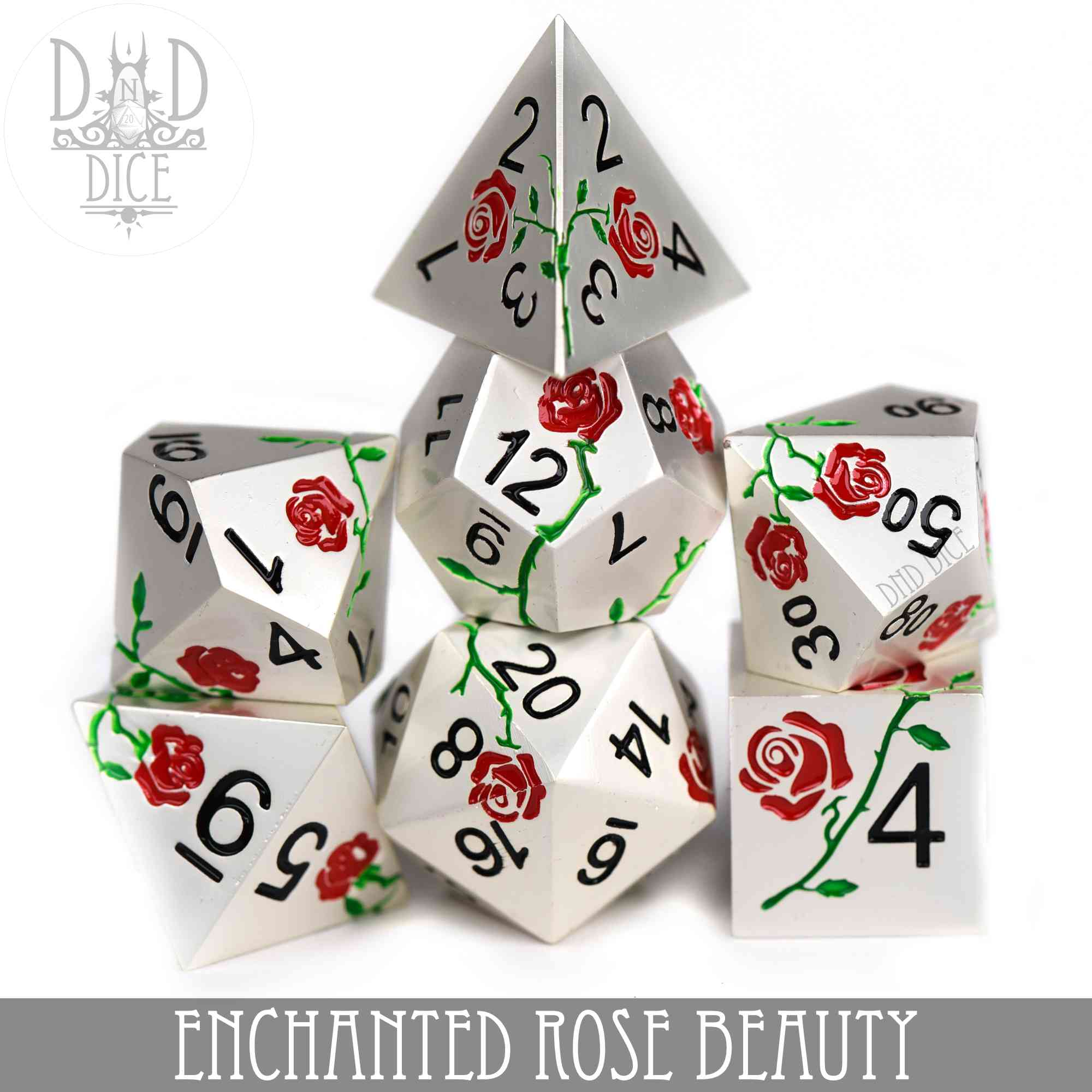 Enchanted Rose: Beauty - Metal Dice Set - Bards & Cards