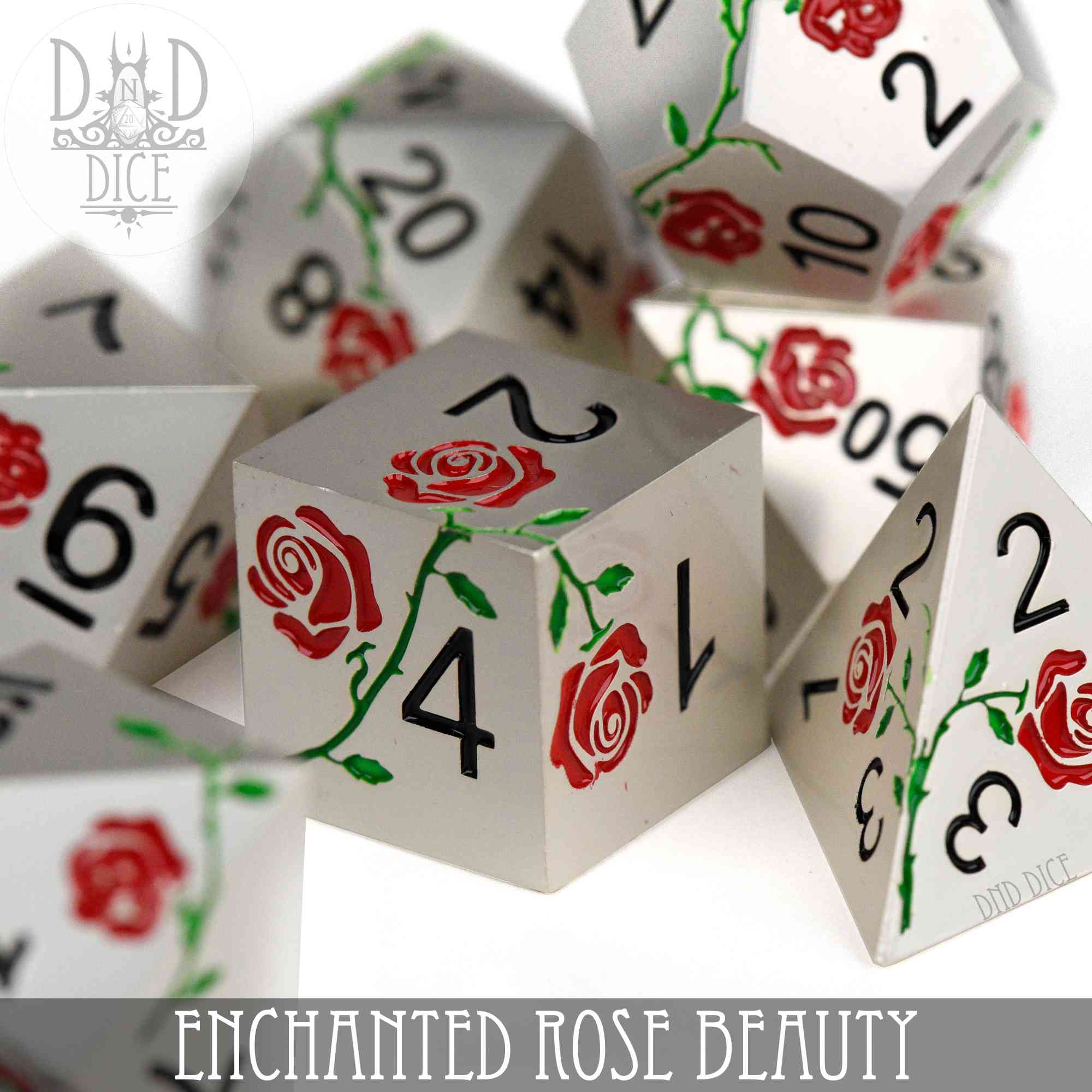 Enchanted Rose: Beauty - Metal Dice Set - Bards & Cards