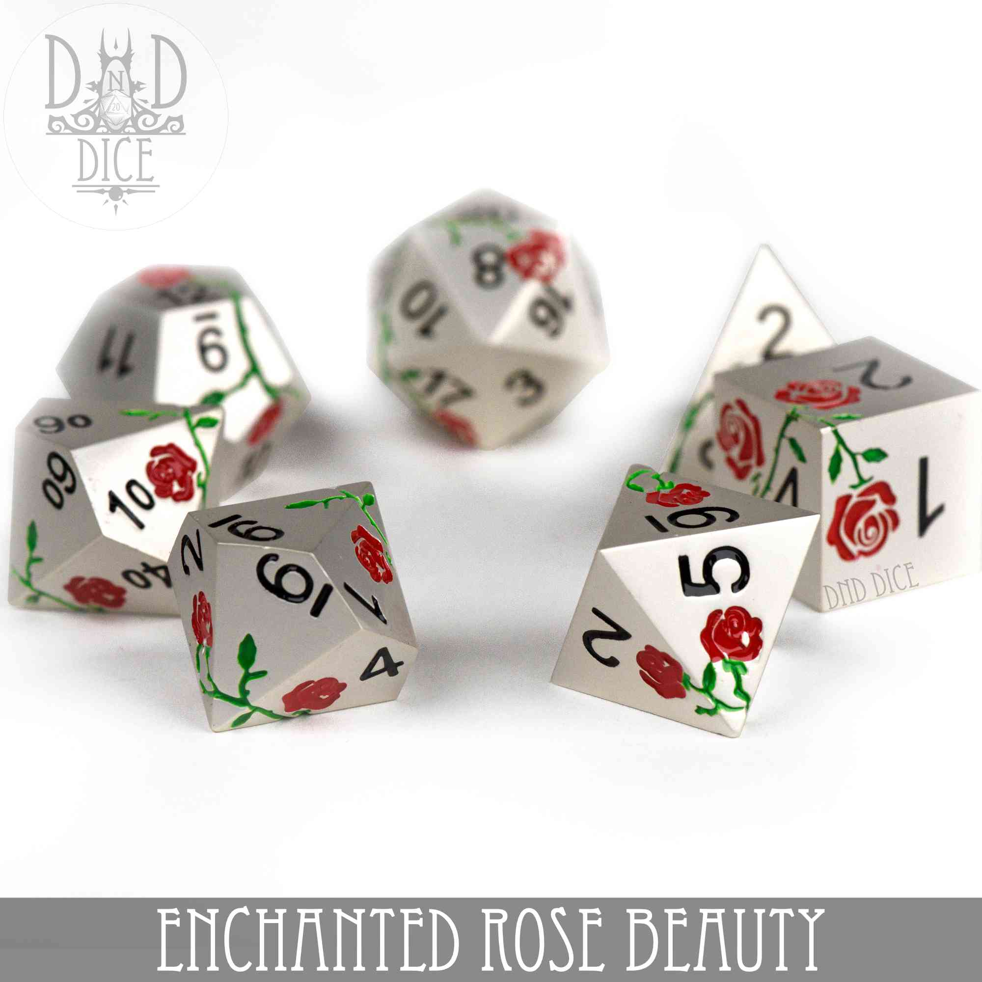 Enchanted Rose: Beauty - Metal Dice Set - Bards & Cards