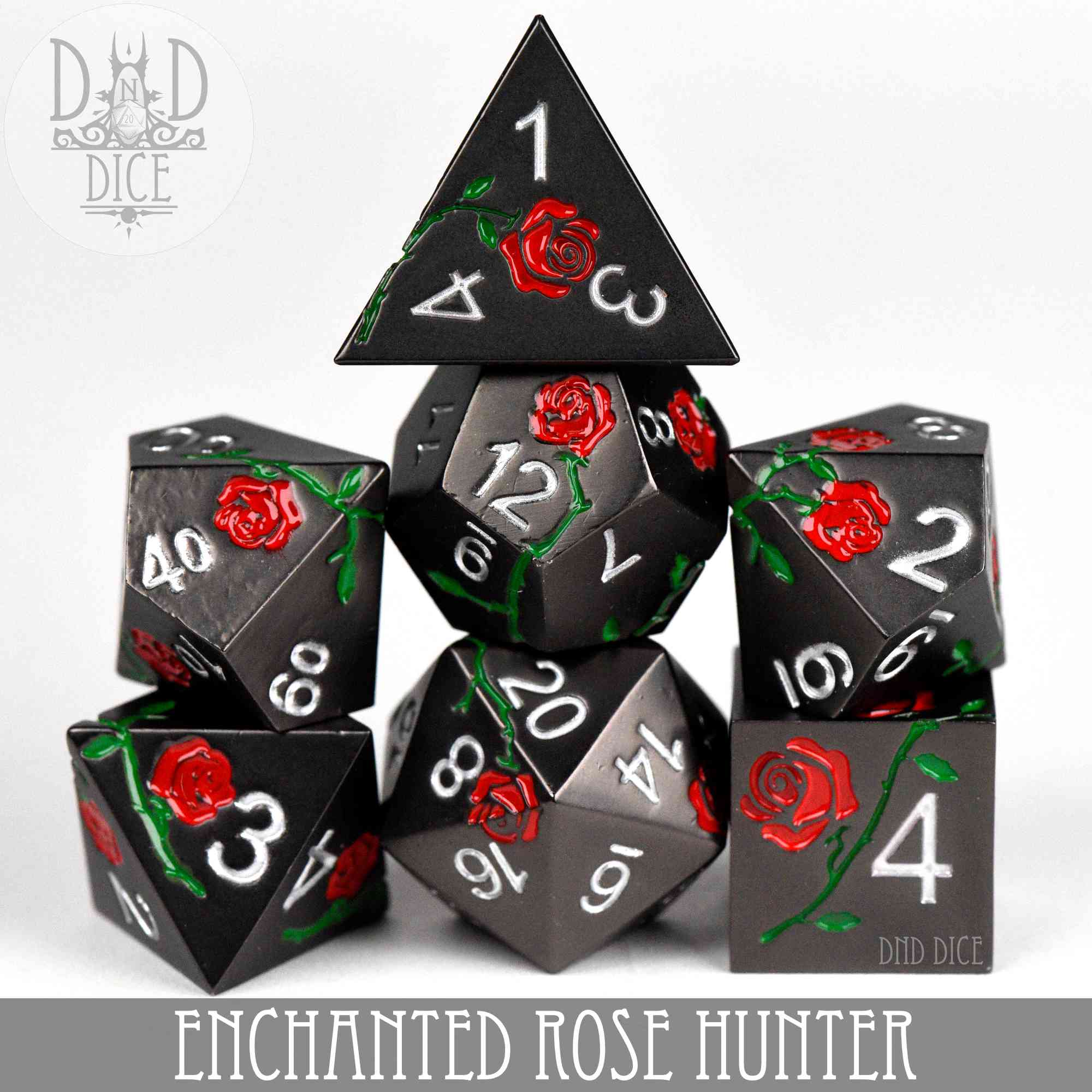 Enchanted Rose: Hunter - Metal Dice Set - Bards & Cards