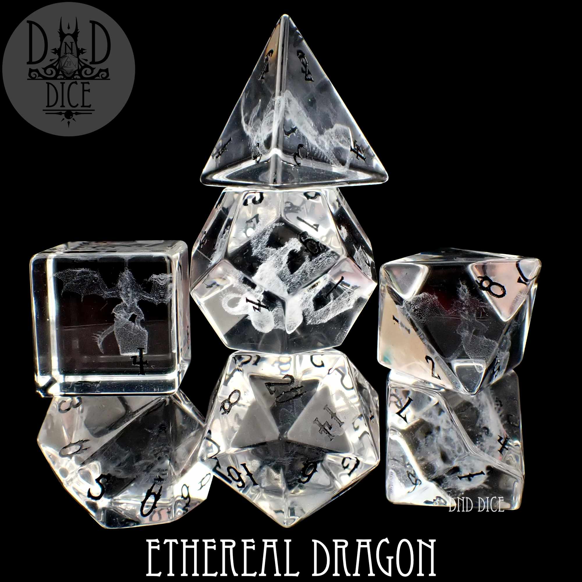 Ethereal Dragon Glass Dice Set (Gift Box) - Bards & Cards