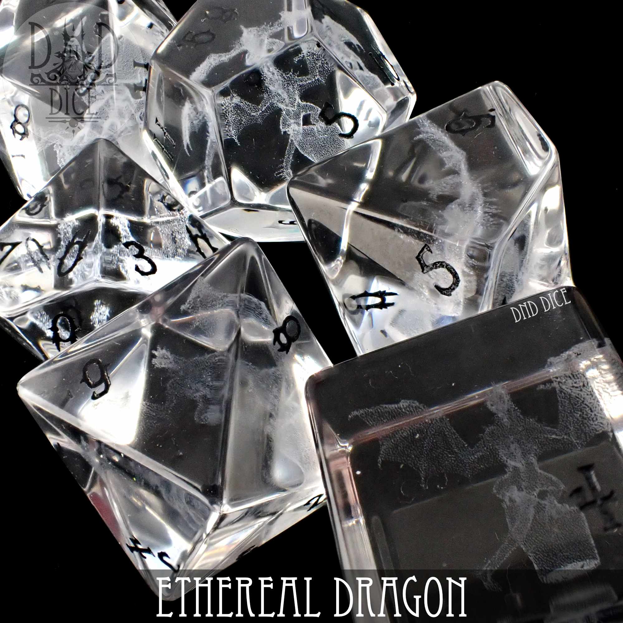 Ethereal Dragon Glass Dice Set (Gift Box) - Bards & Cards