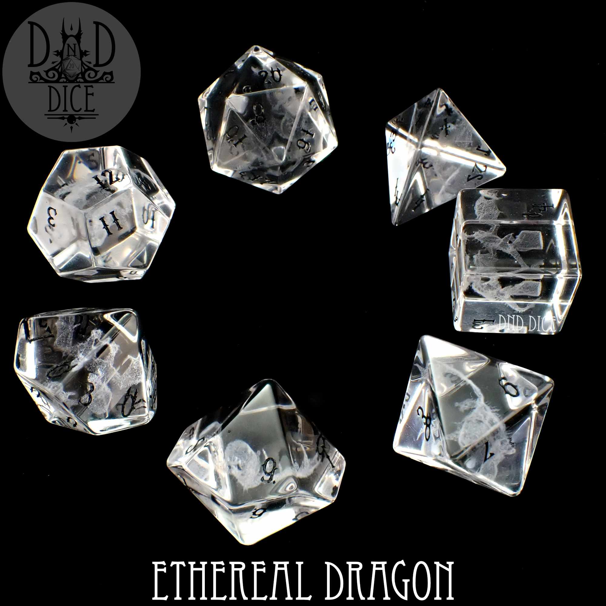 Ethereal Dragon Glass Dice Set (Gift Box) - Bards & Cards