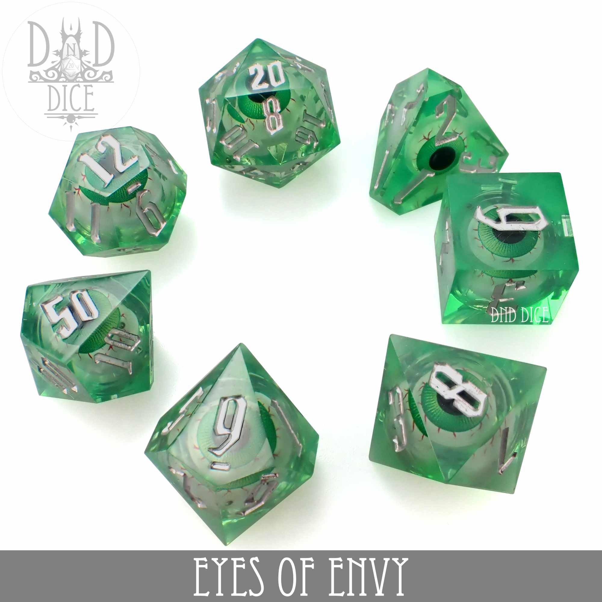 Eyes of Envy Liquid Core Dice Set - Bards & Cards