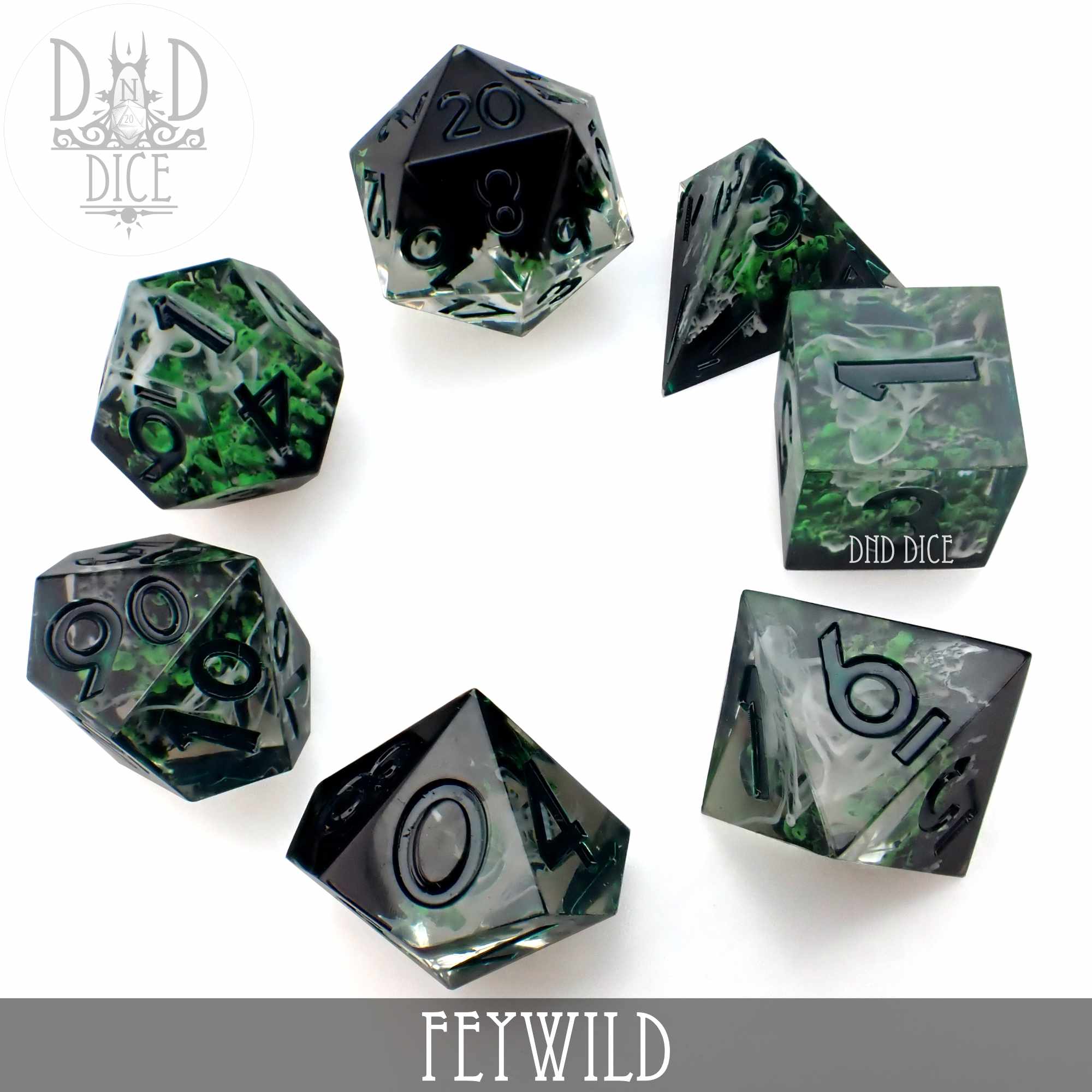 Feywild Handmade Dice Set - Bards & Cards