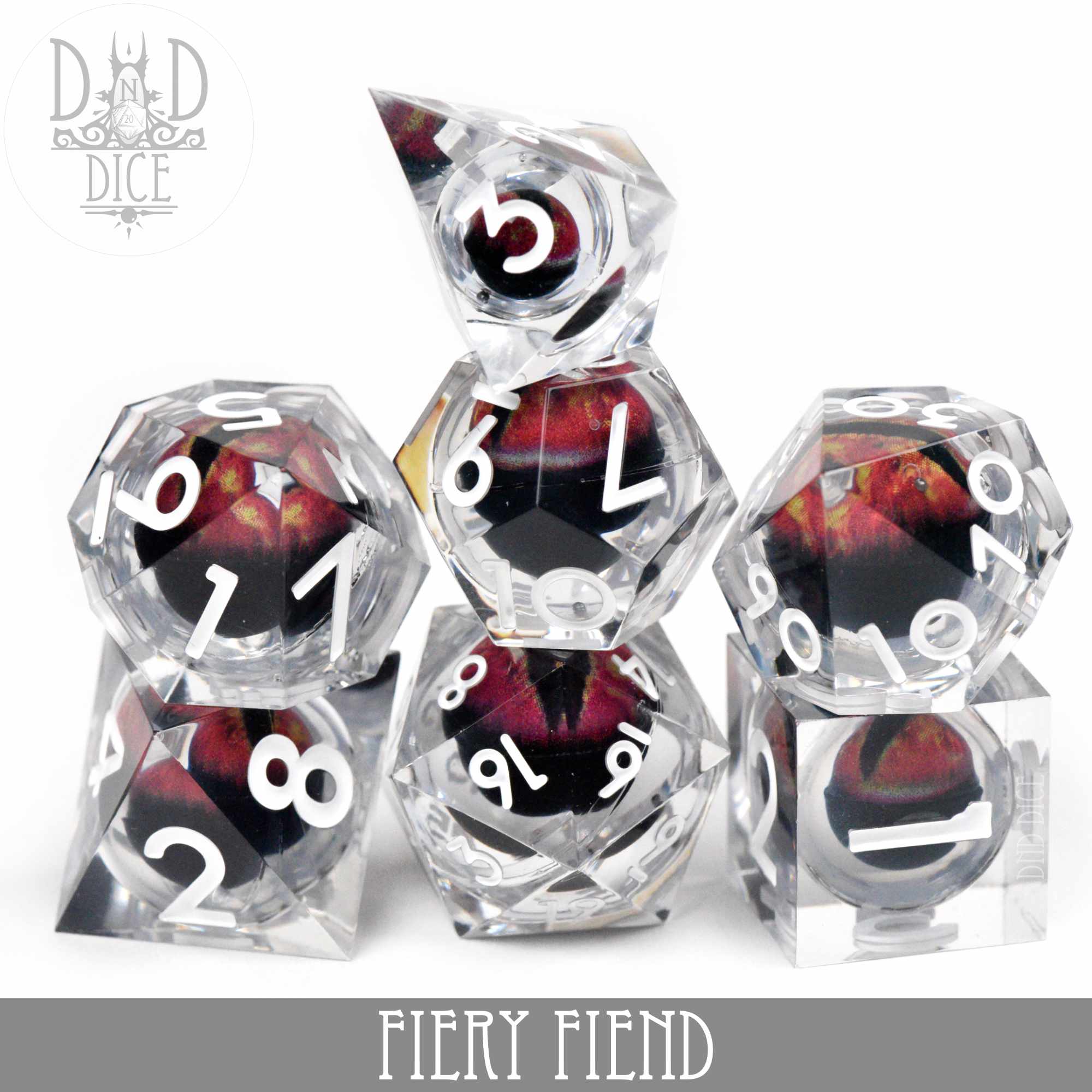 Fiery Fiend Liquid Core Dice Set - Bards & Cards