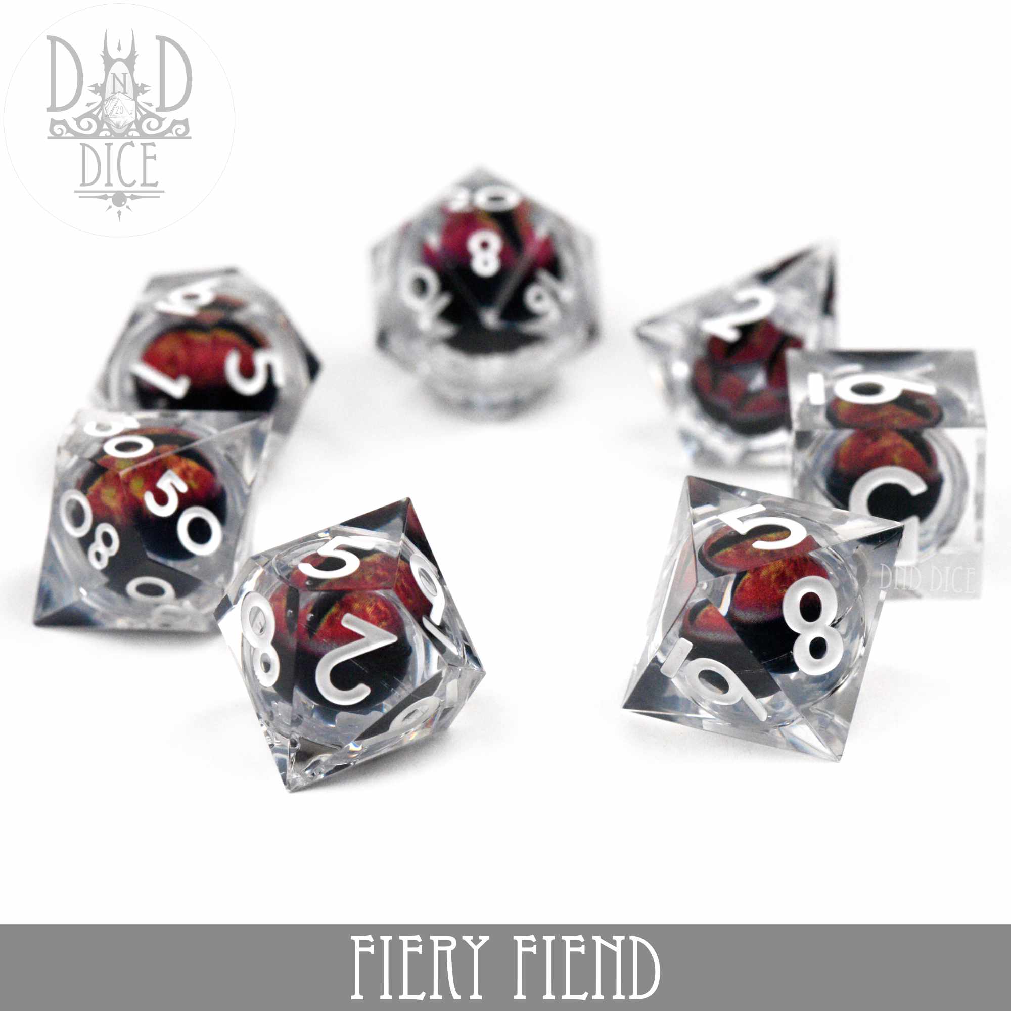 Fiery Fiend Liquid Core Dice Set - Bards & Cards