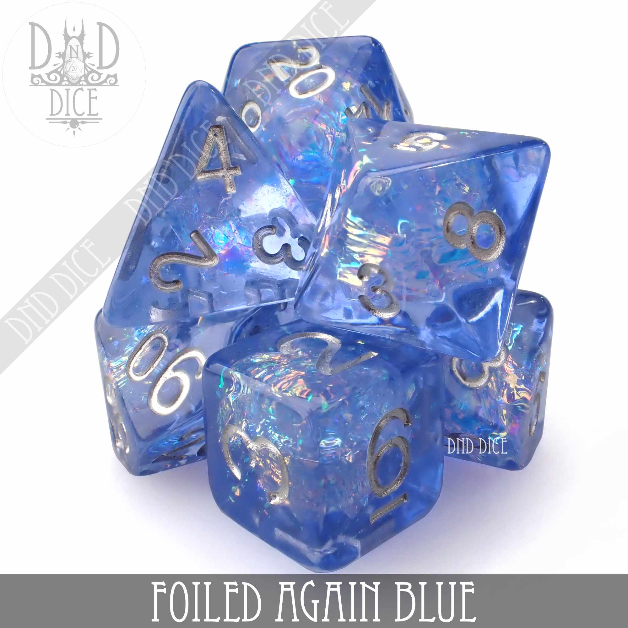 Foiled Again Blue Dice Set - Bards & Cards