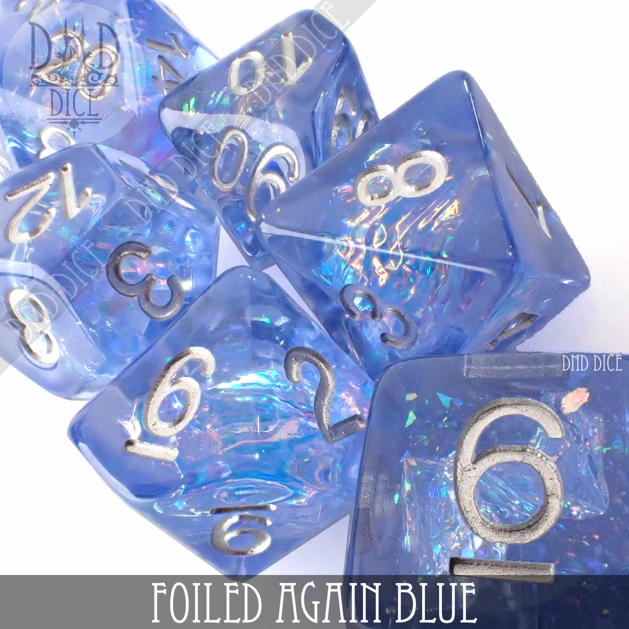 Foiled Again Blue Dice Set - Bards & Cards