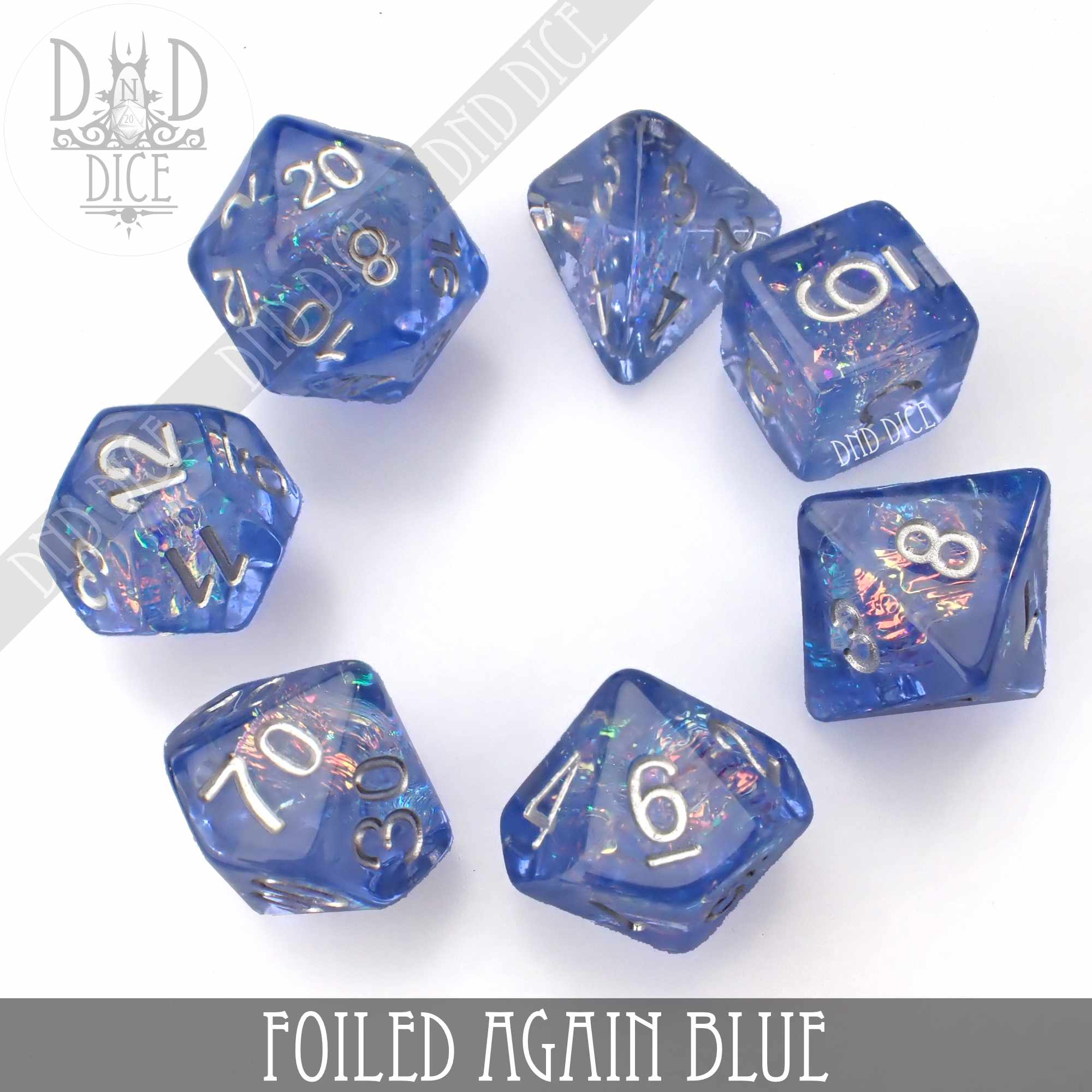 Foiled Again Blue Dice Set - Bards & Cards