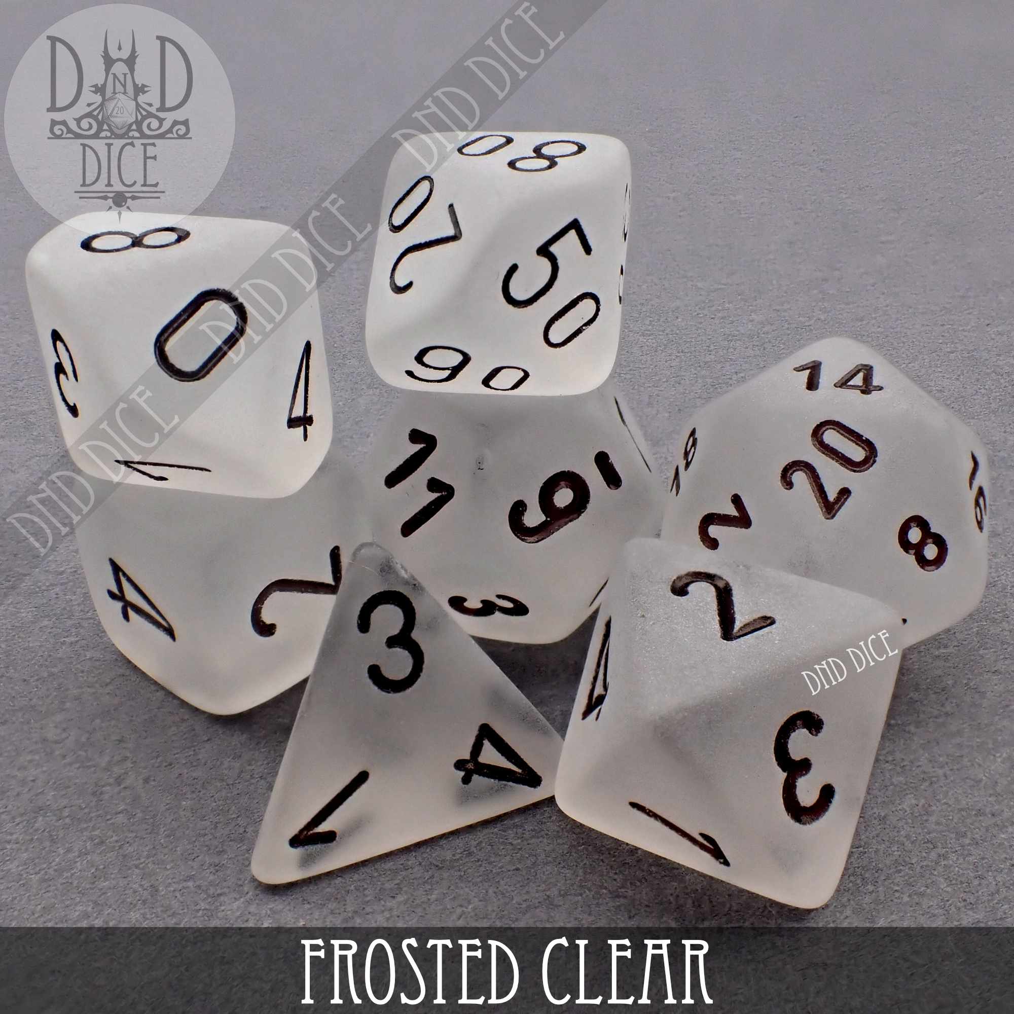 Frosted Clear Dice Set - Bards & Cards