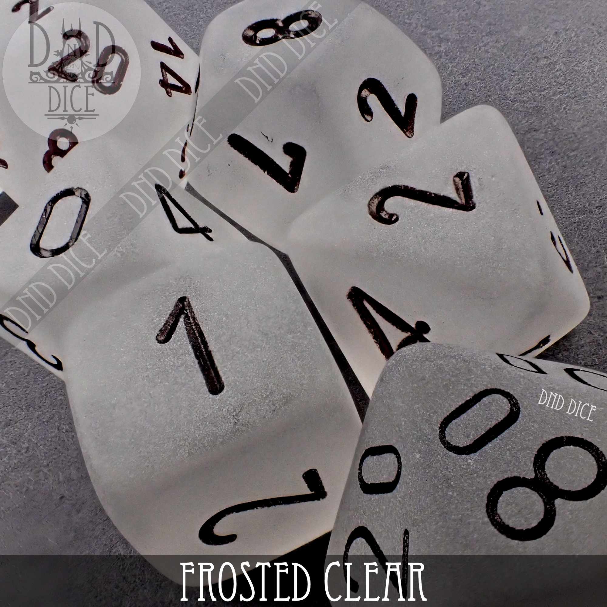 Frosted Clear Dice Set - Bards & Cards