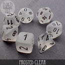 Frosted Clear Dice Set - Bards & Cards