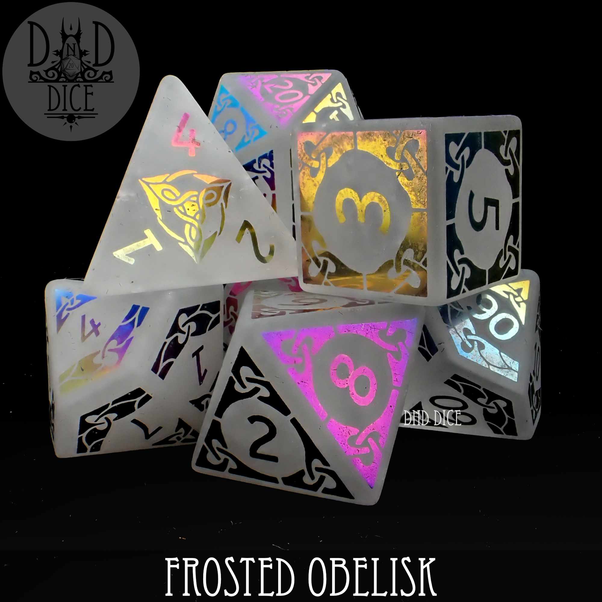 Frosted Obelisk Quartz Dice Set (Gift Box) - Bards & Cards