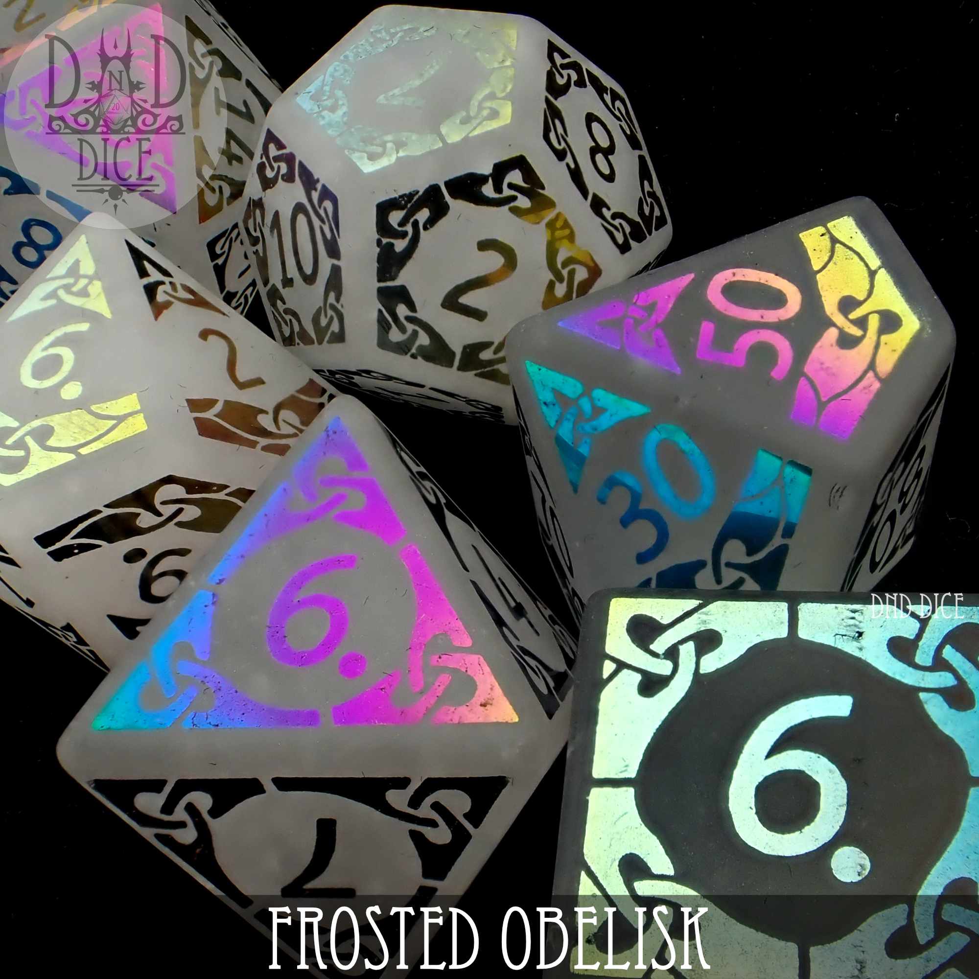 Frosted Obelisk Quartz Dice Set (Gift Box) - Bards & Cards