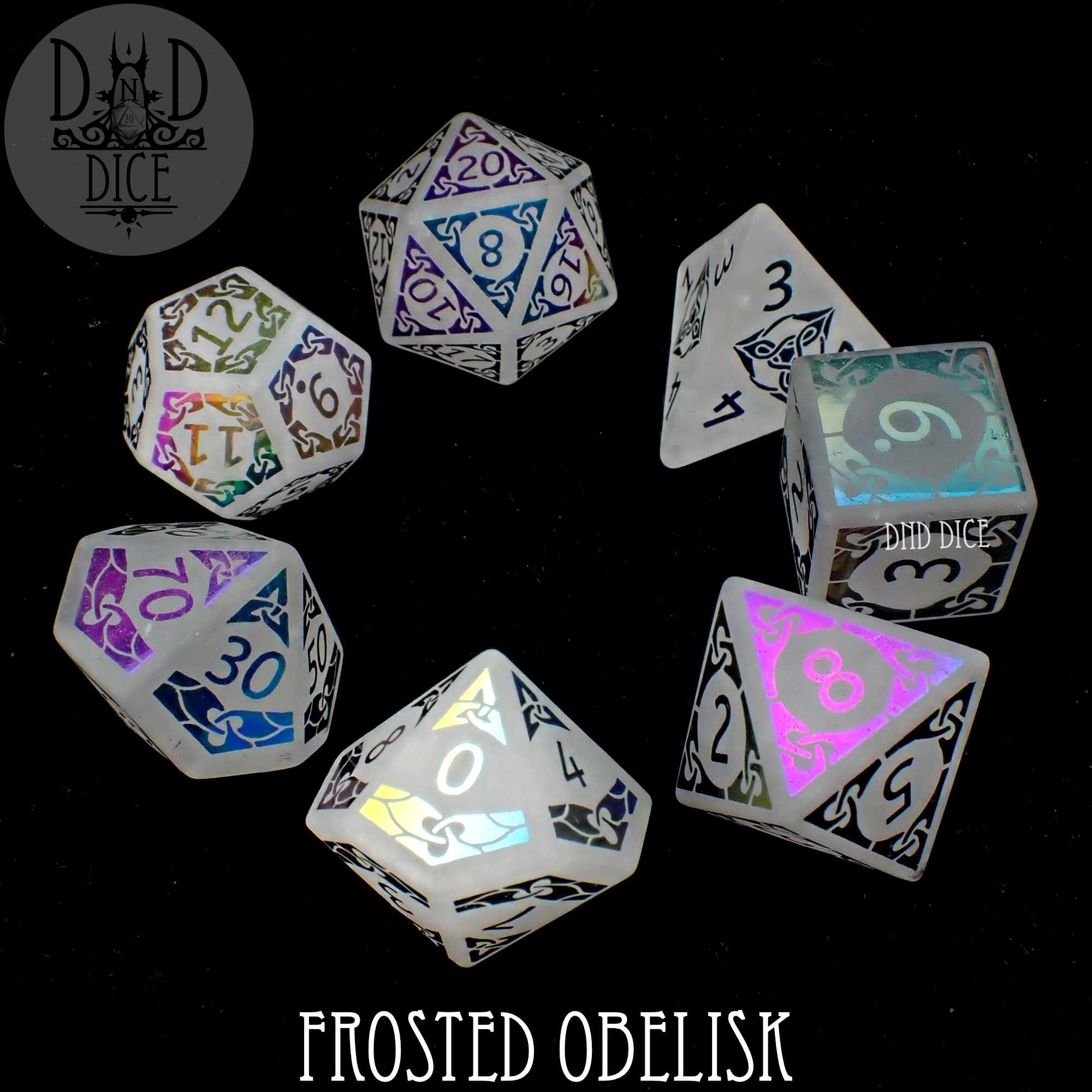 Frosted Obelisk Quartz Dice Set (Gift Box) - Bards & Cards