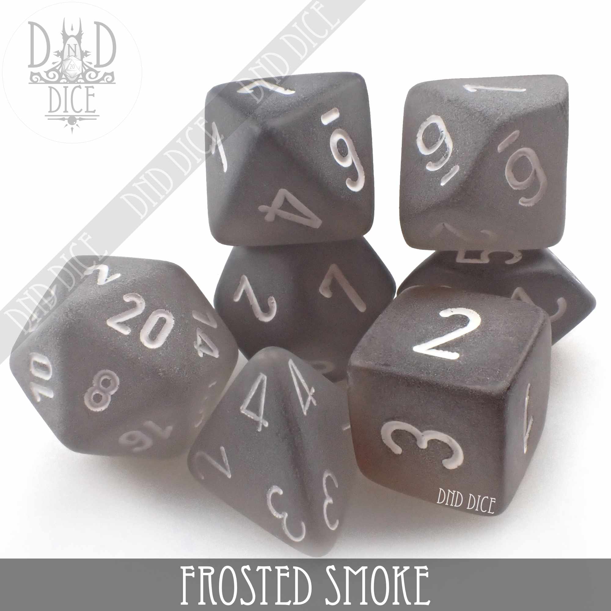 Frosted Smoke Dice Set - Bards & Cards