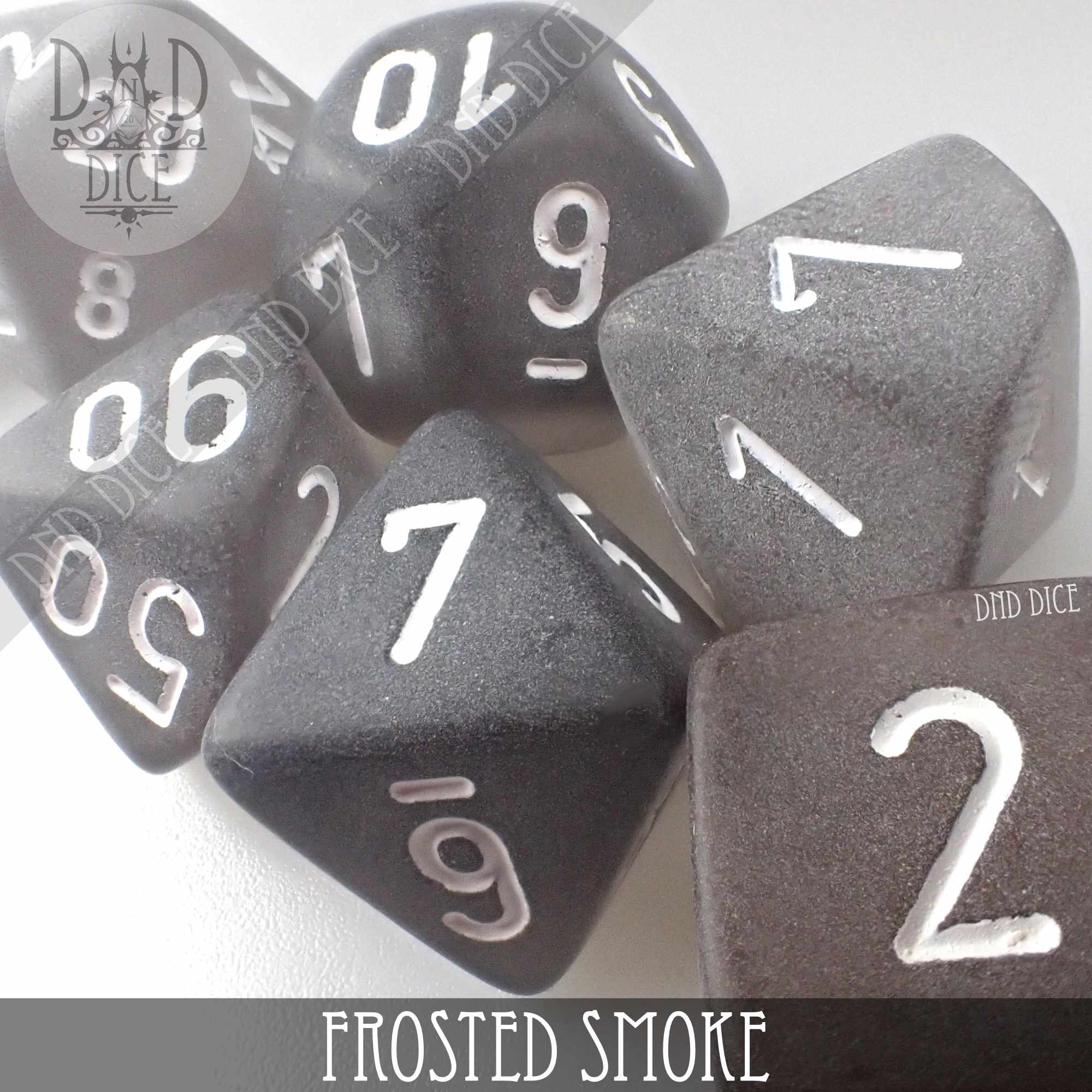 Frosted Smoke Dice Set - Bards & Cards