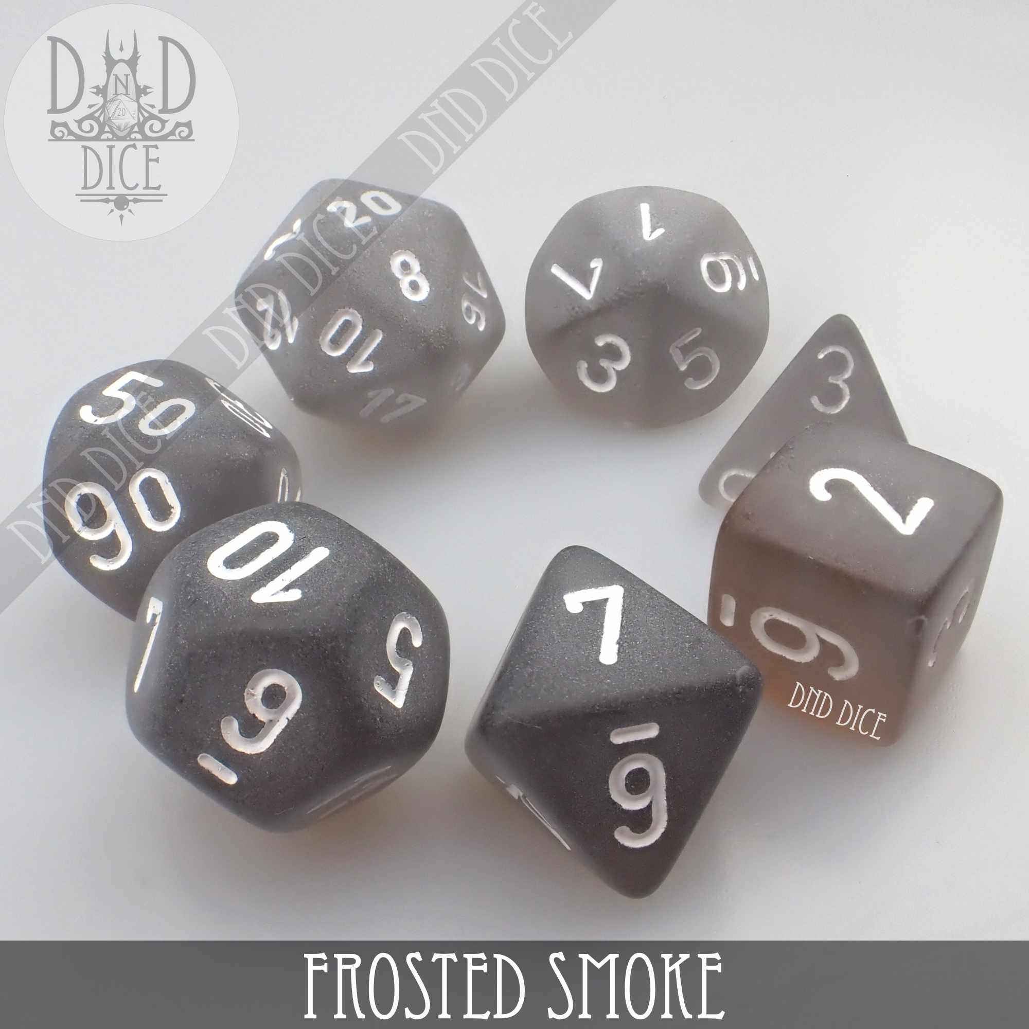 Frosted Smoke Dice Set - Bards & Cards