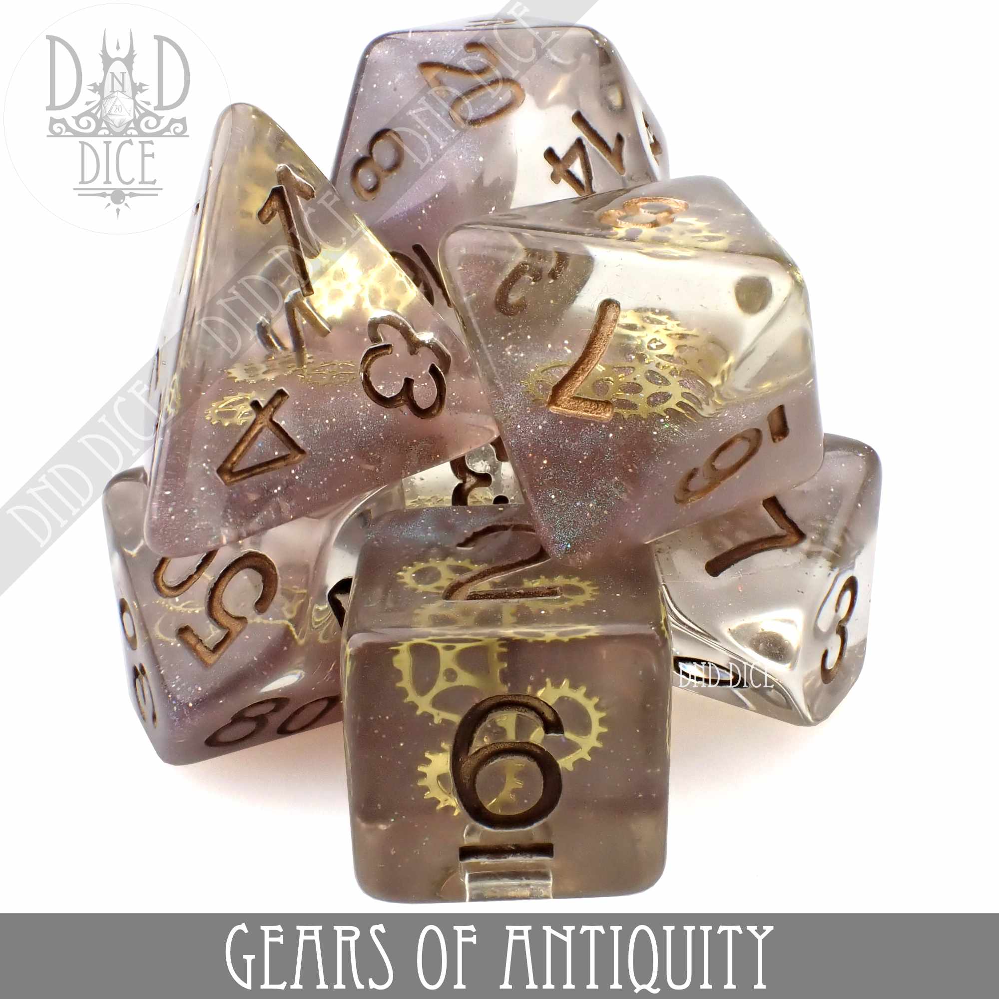 Gears of Antiquity Dice Set - Bards & Cards