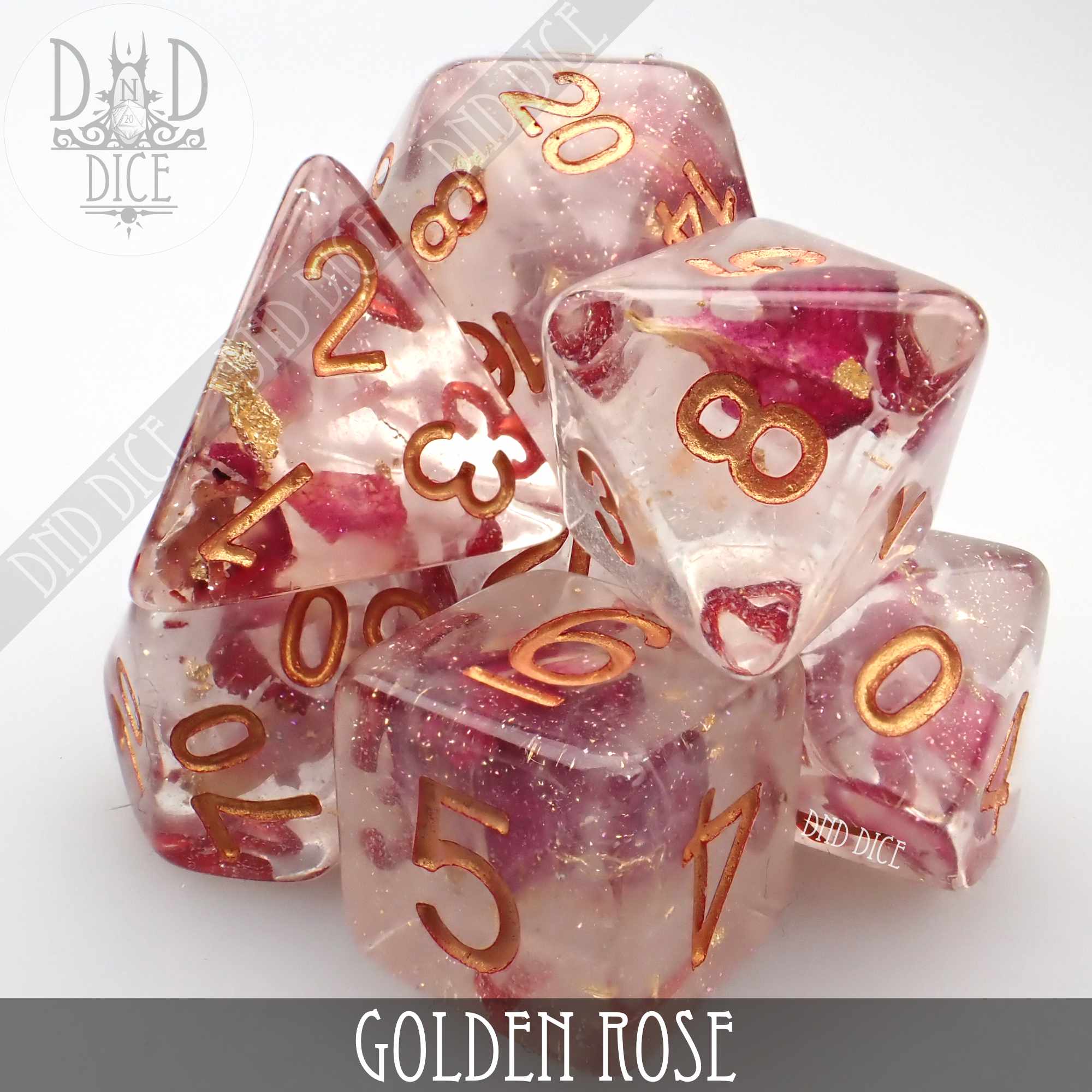 Golden Rose Dice Set - Bards & Cards