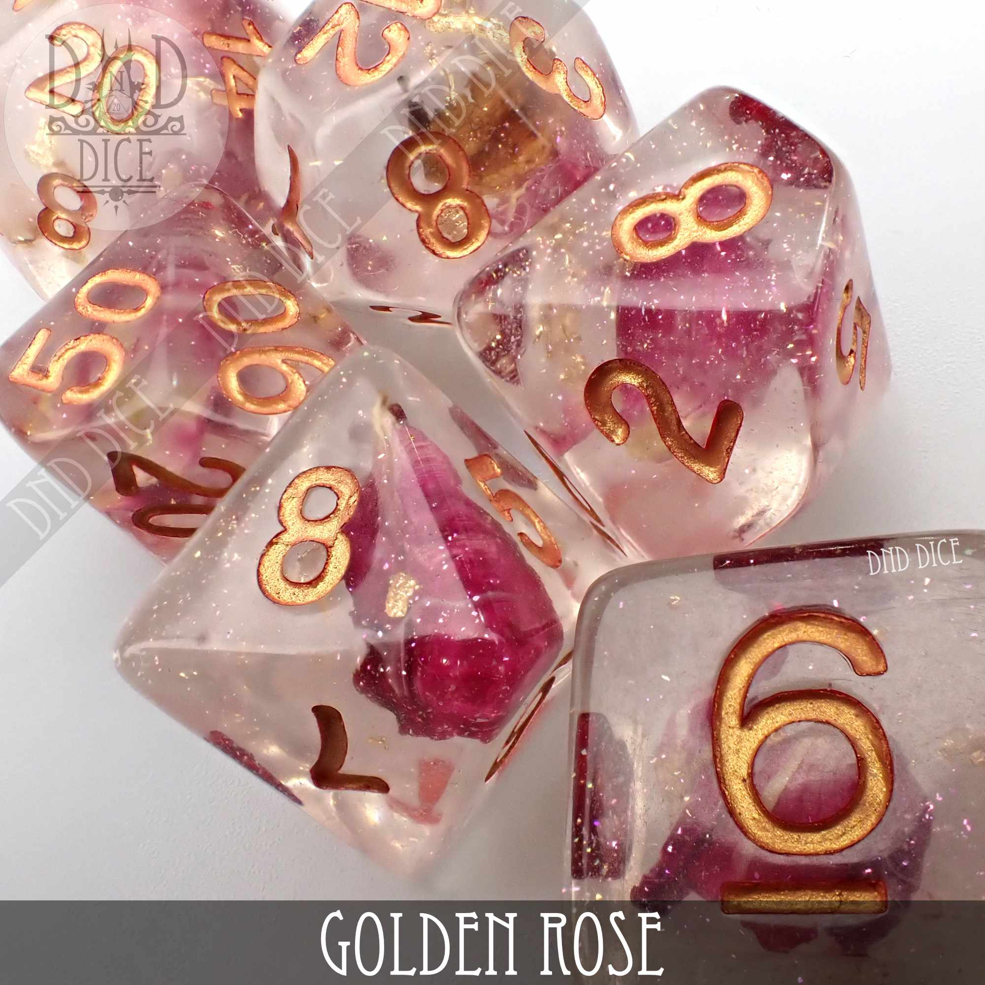 Golden Rose Dice Set - Bards & Cards