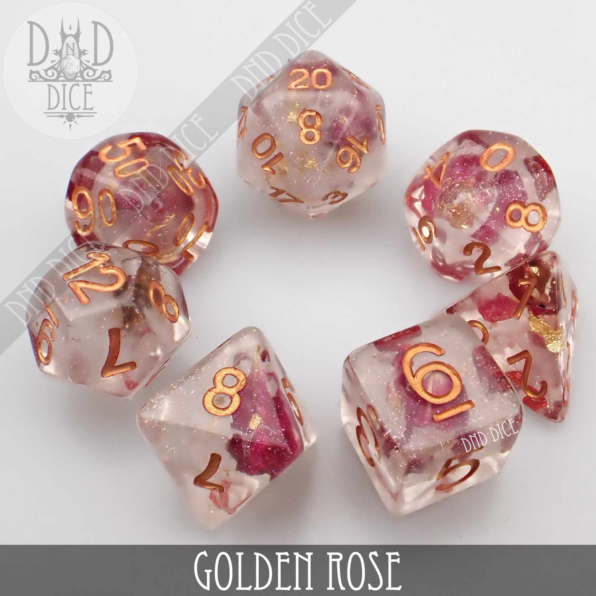 Golden Rose Dice Set - Bards & Cards