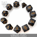 Gorgons Ashes 7 or 11 Dice Set - Bards & Cards