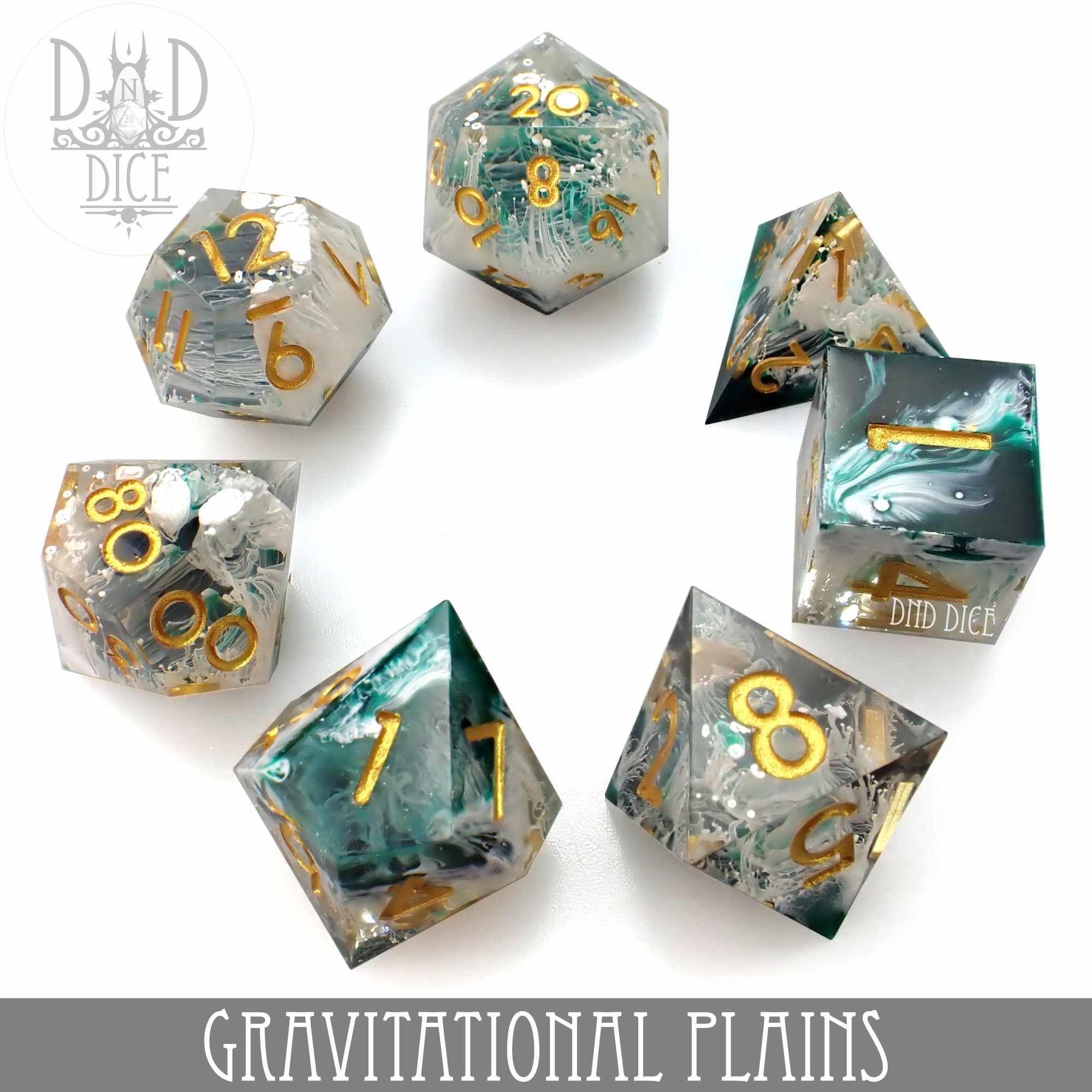 Gravitational Plains Handmade Dice Set - Bards & Cards