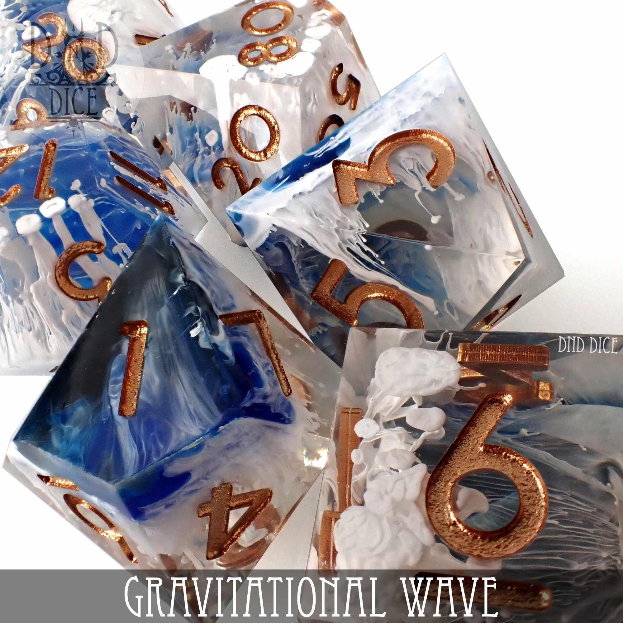 Gravitational Wave Handmade Dice Set - Bards & Cards