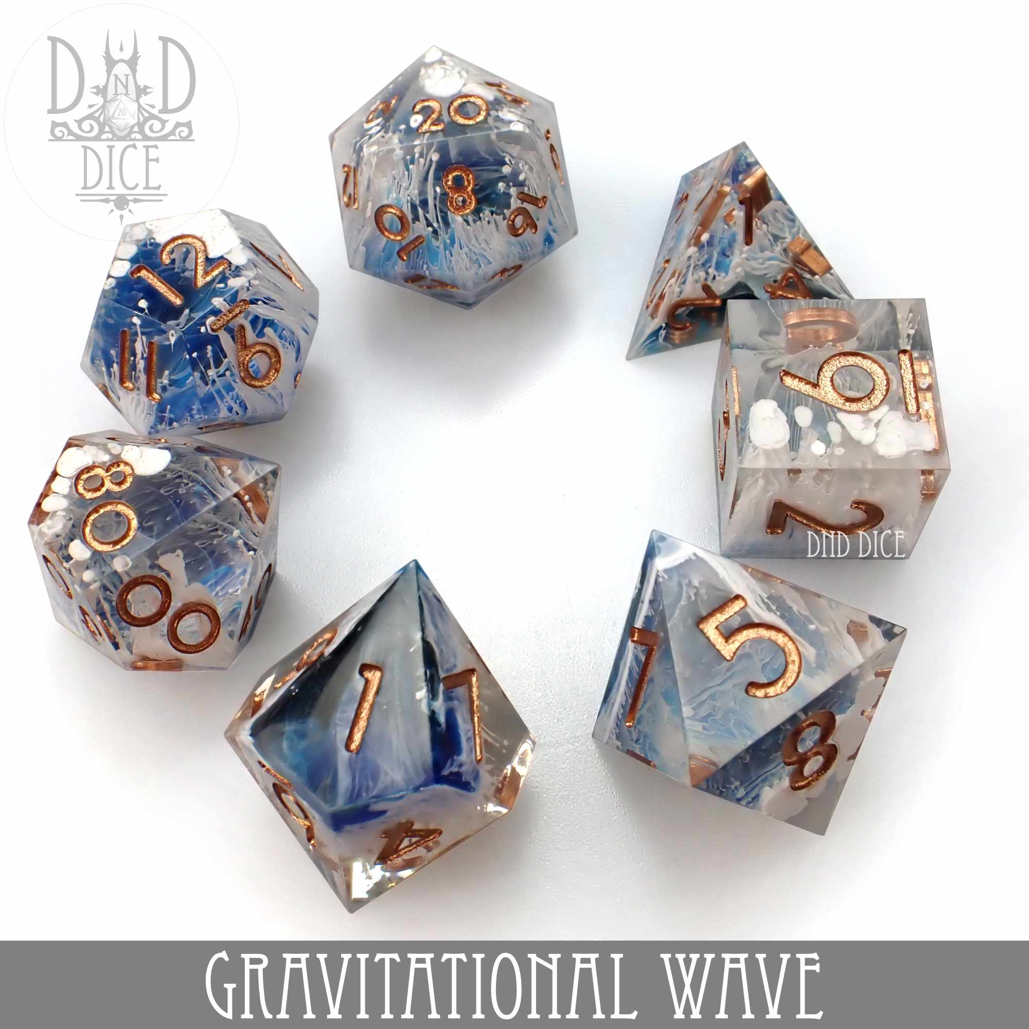 Gravitational Wave Handmade Dice Set - Bards & Cards