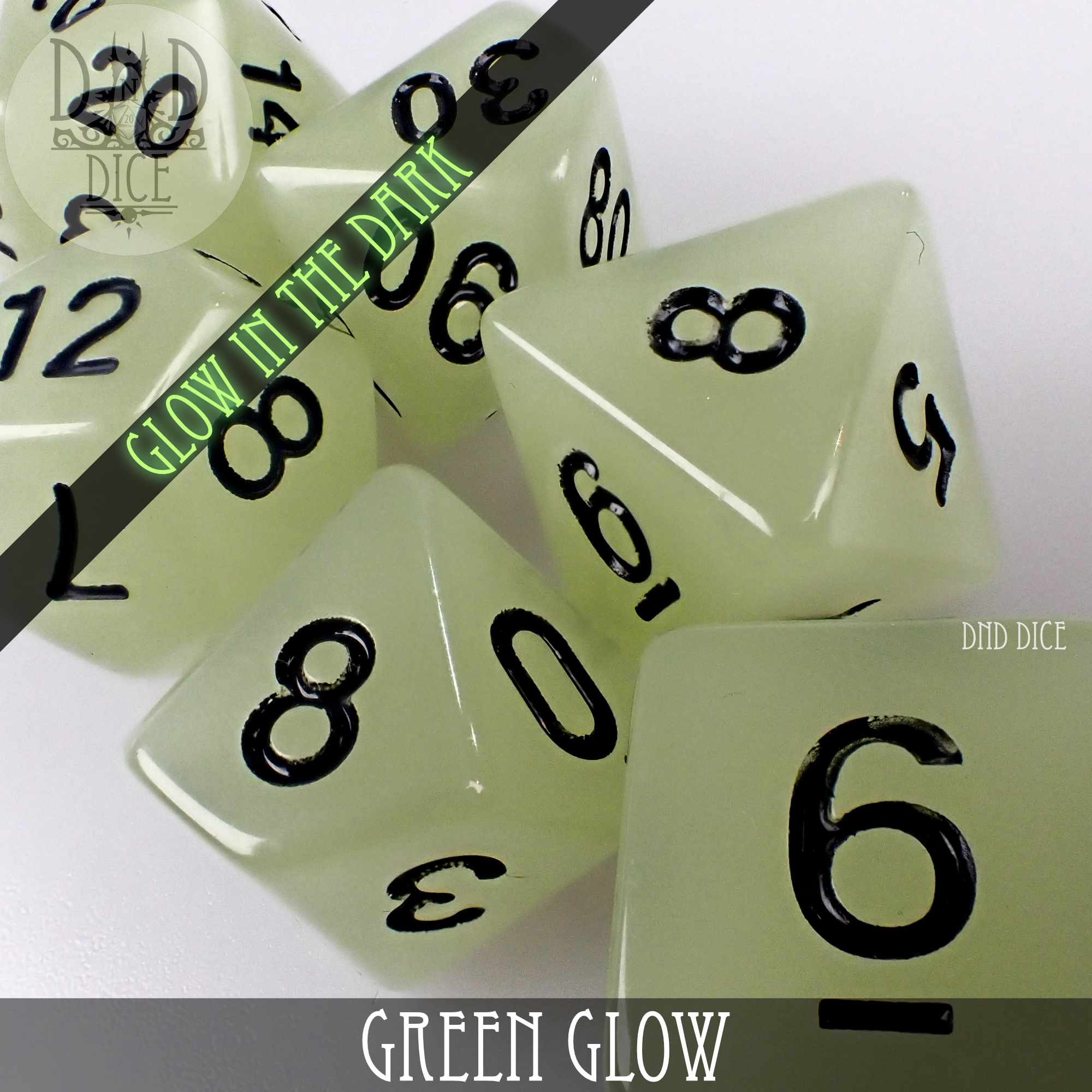 Green Glow in the Dark Dice Set - Bards & Cards