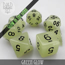 Green Glow in the Dark Dice Set - Bards & Cards