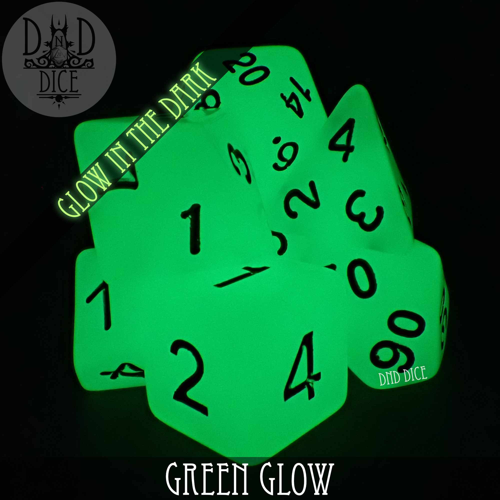 Green Glow in the Dark Dice Set - Bards & Cards