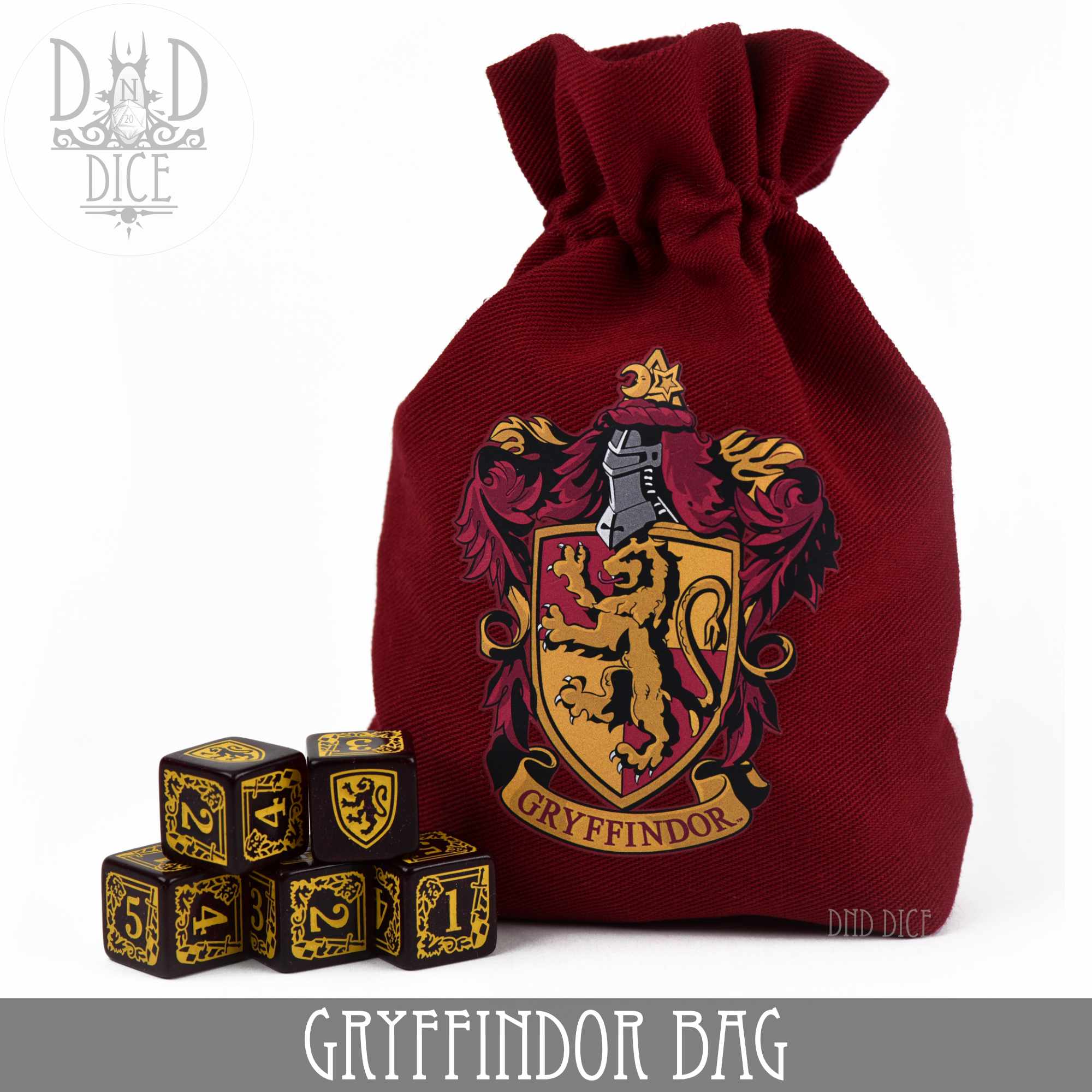 Harry Potter - Gryffindor Dice Bag & 5D6 - Bards & Cards