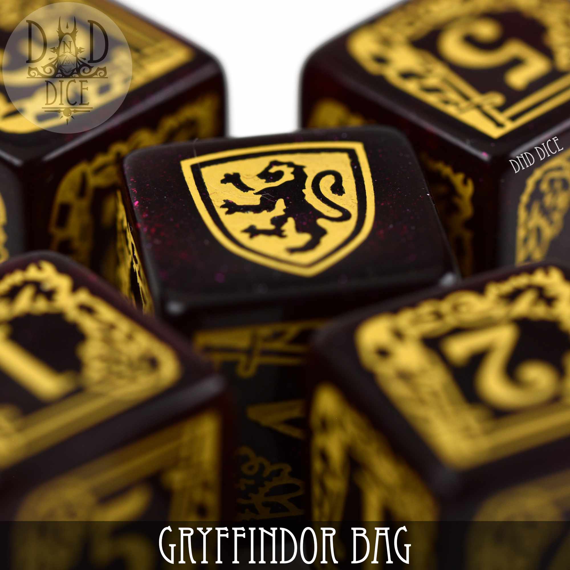 Harry Potter - Gryffindor Dice Bag & 5D6 - Bards & Cards