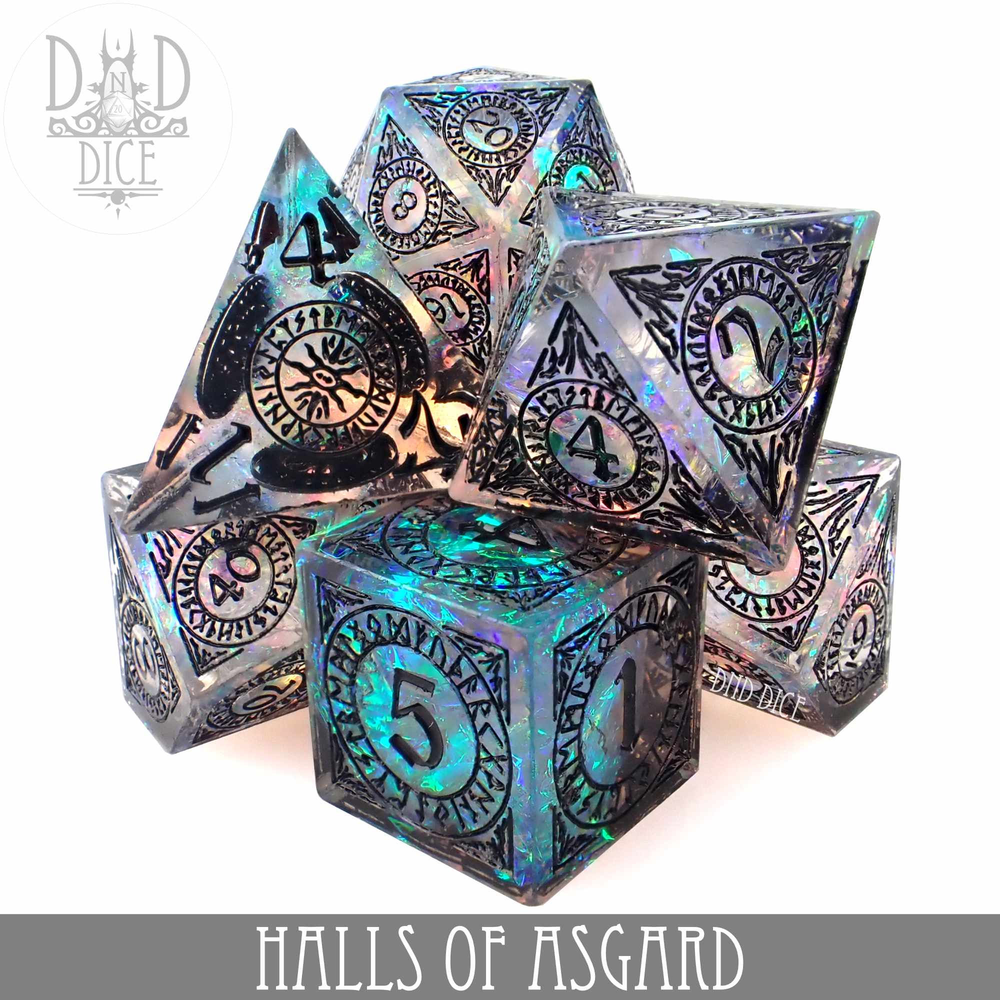 Halls of Asgard Handmade Dice Set - Bards & Cards