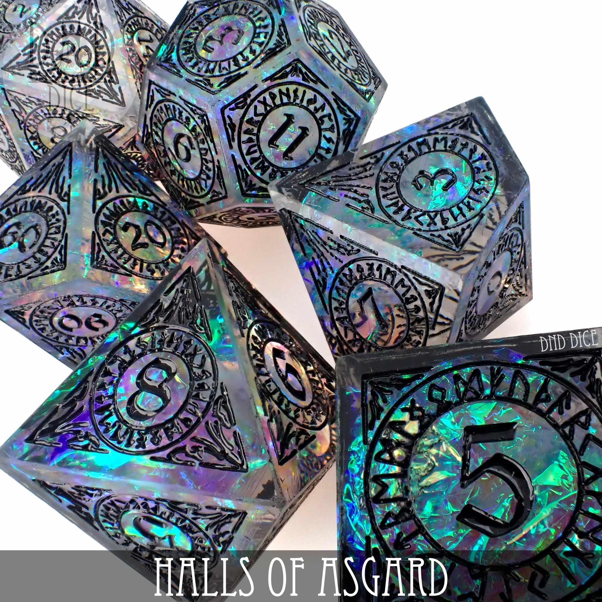 Halls of Asgard Handmade Dice Set - Bards & Cards