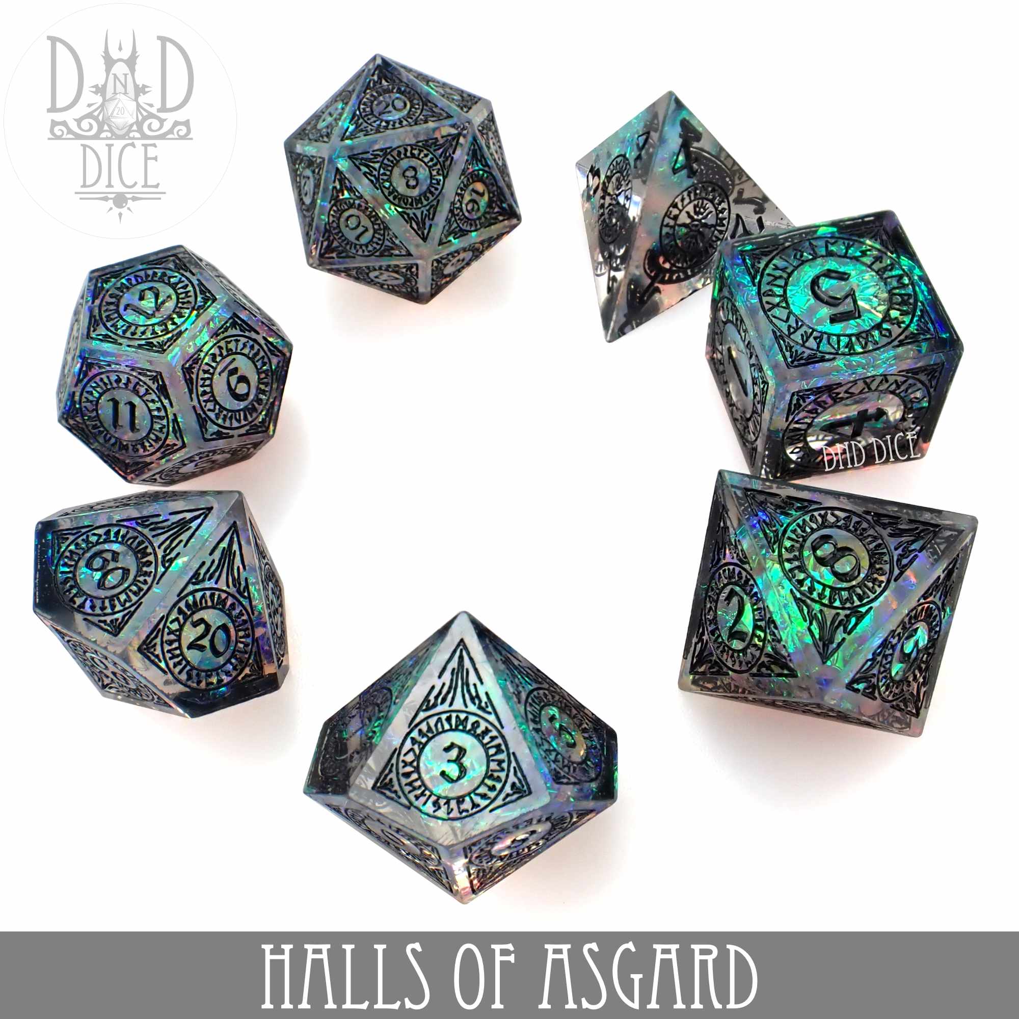 Halls of Asgard Handmade Dice Set - Bards & Cards